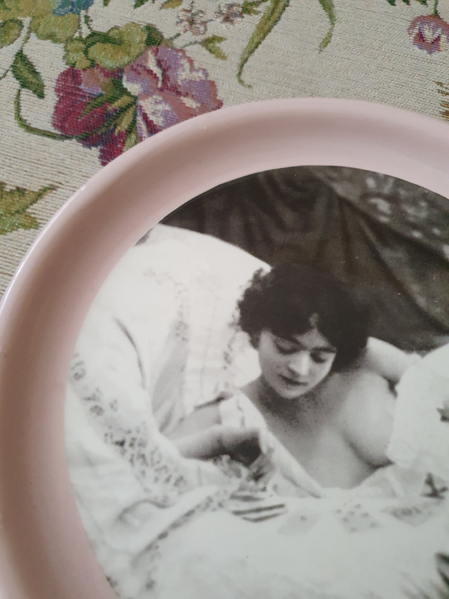 Authentic Vintage Russian Ceramic Wall Plate – Sensual Black and White Portrait