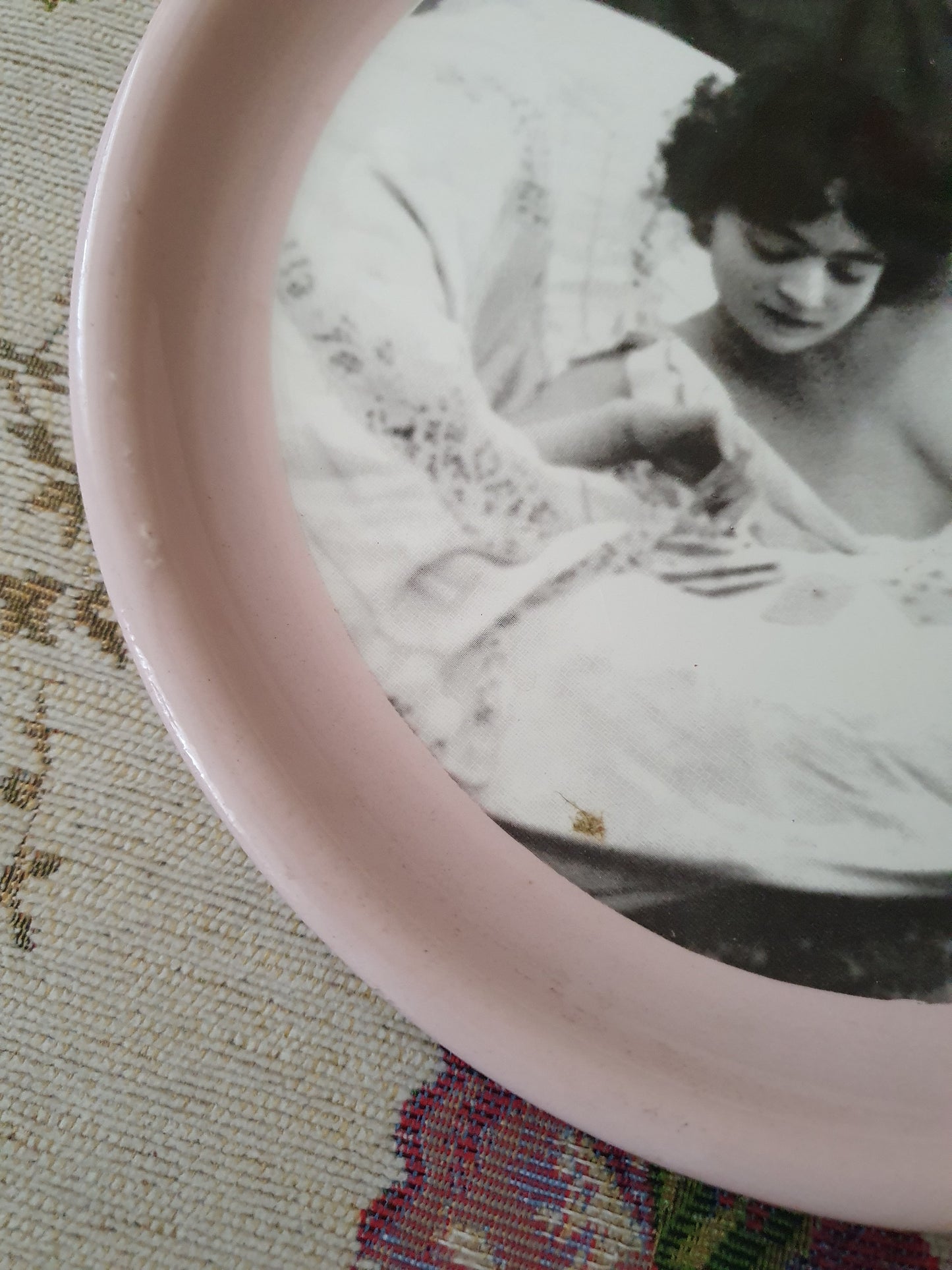 Authentic Vintage Russian Ceramic Wall Plate – Sensual Black and White Portrait