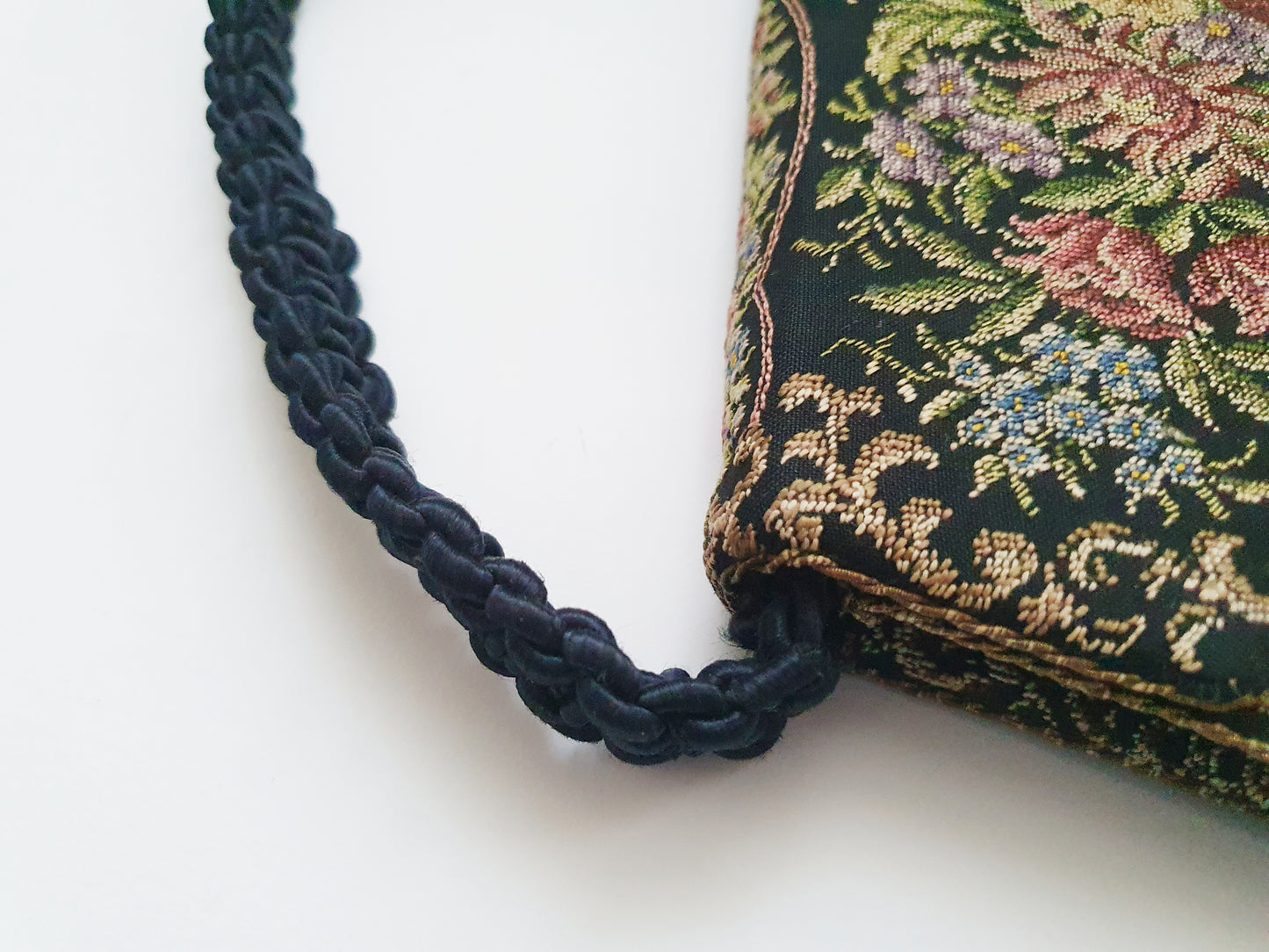 Antique Needlepoint Handbag with Mirror