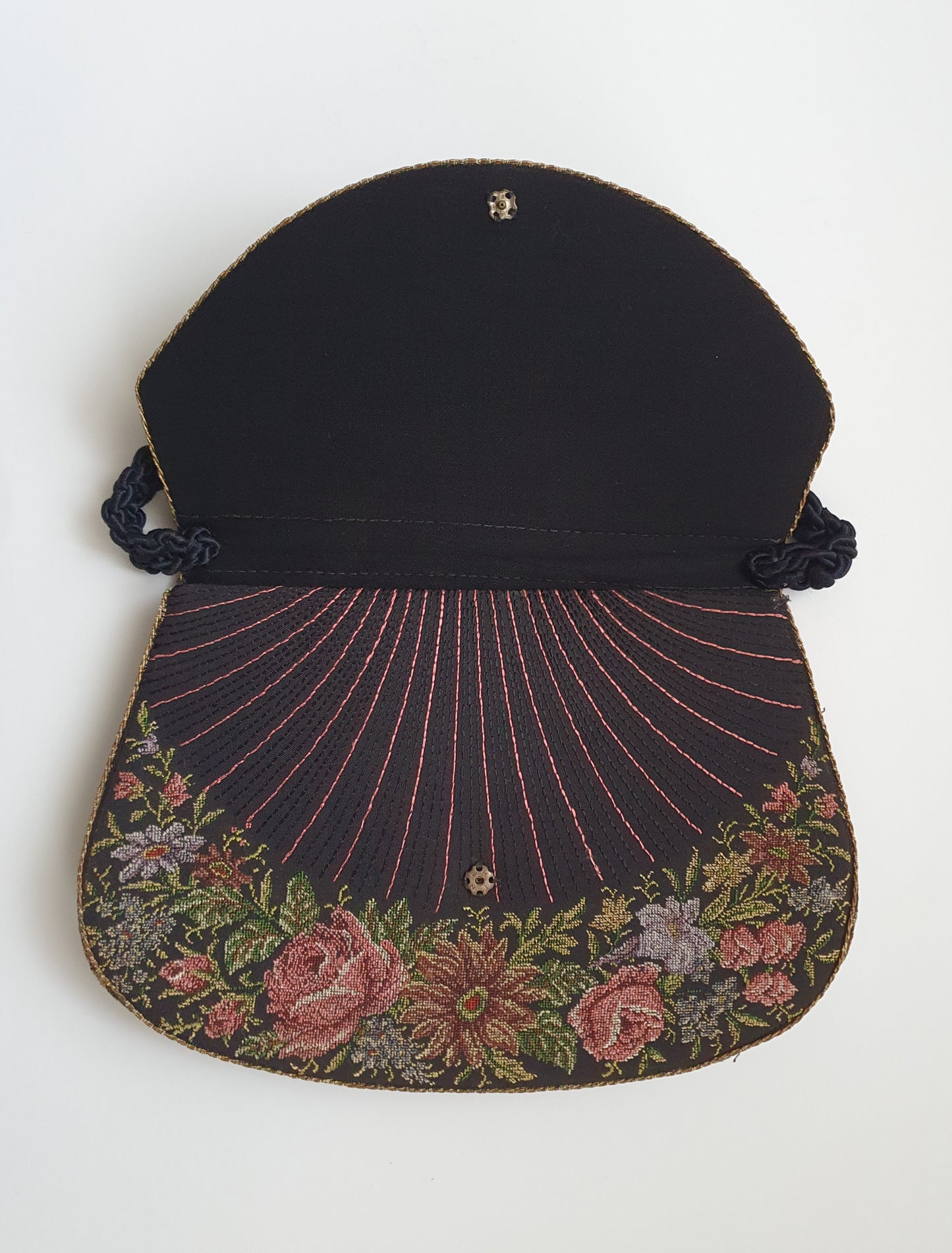 Antique Needlepoint Handbag with Mirror