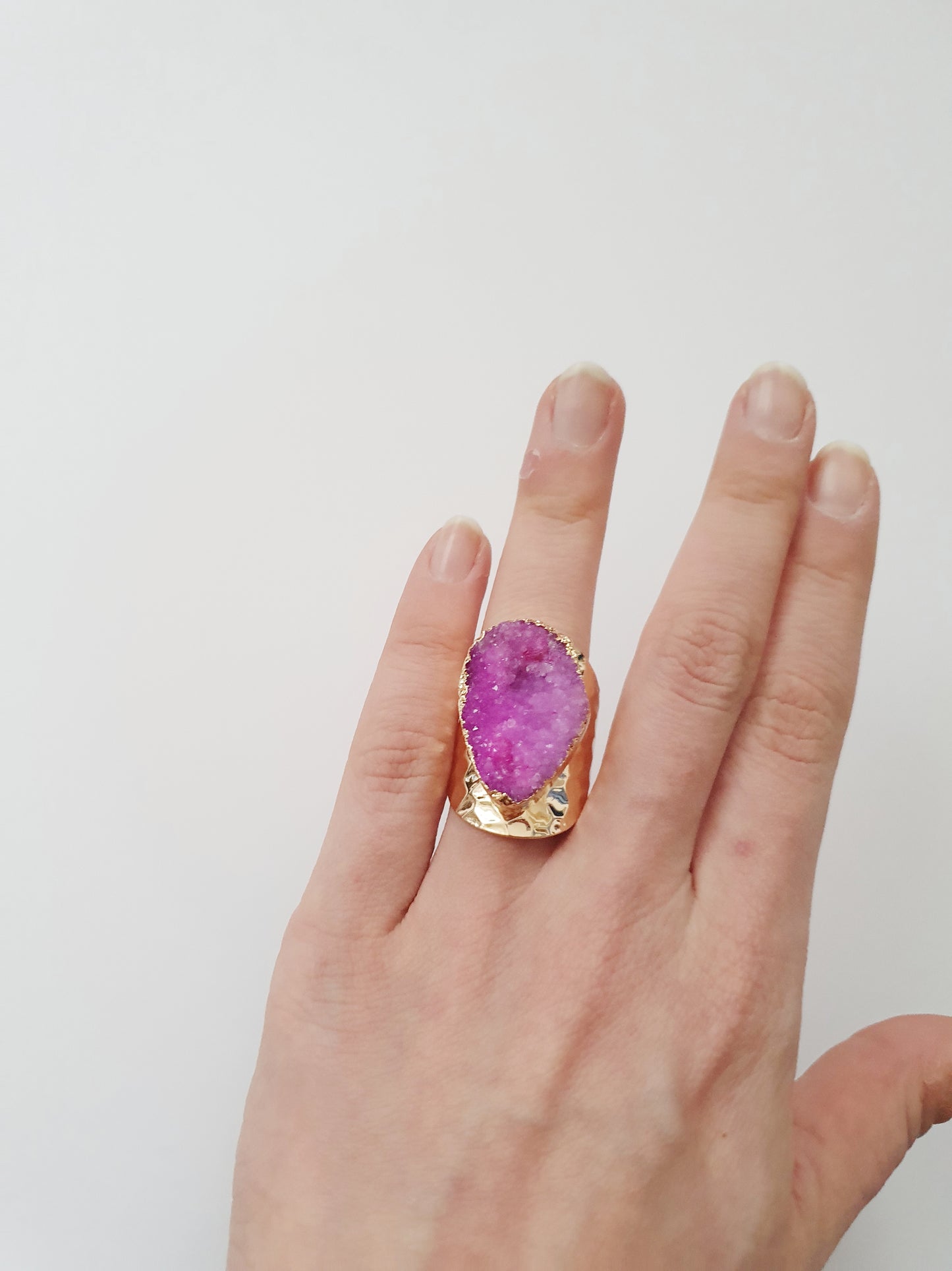 The Luxurious Pink Druzy Ring