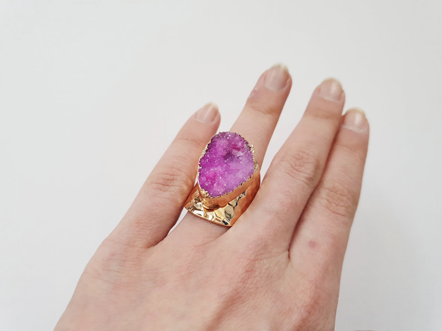 The Luxurious Pink Druzy Ring
