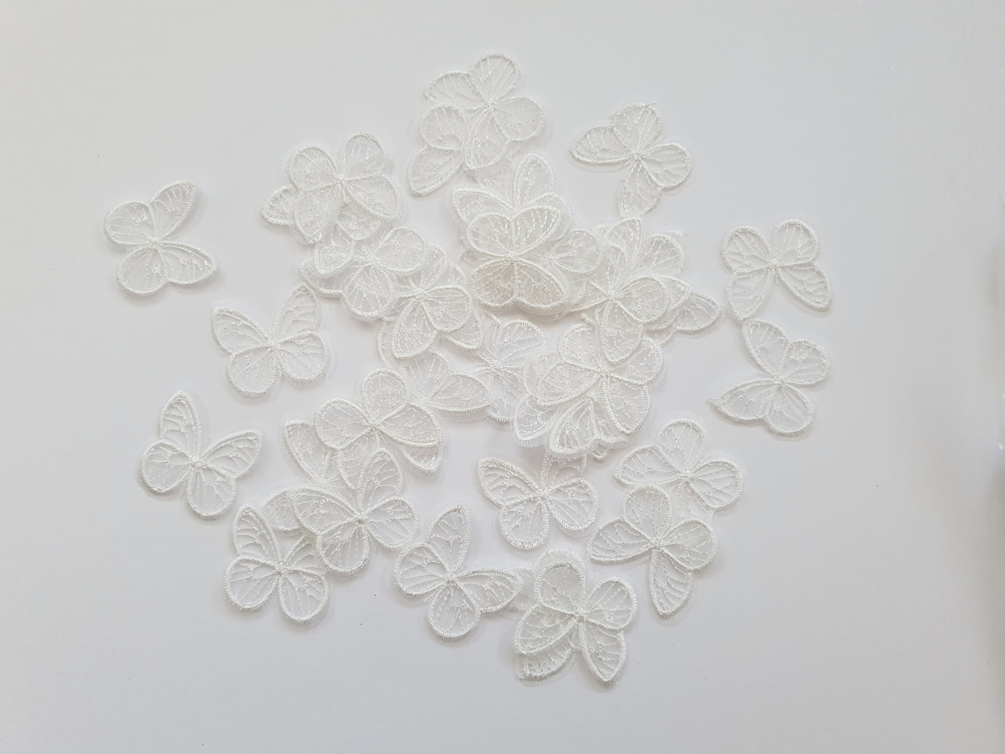 White Butterfly Appliqués in Tulle and Lace