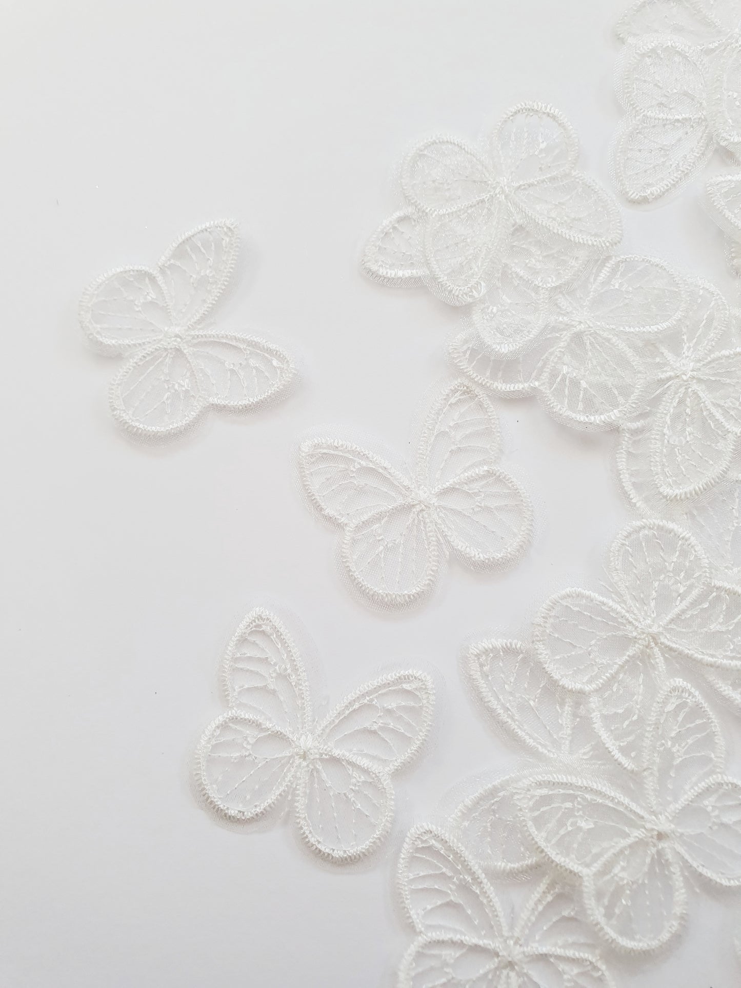 White Butterfly Appliqués in Tulle and Lace