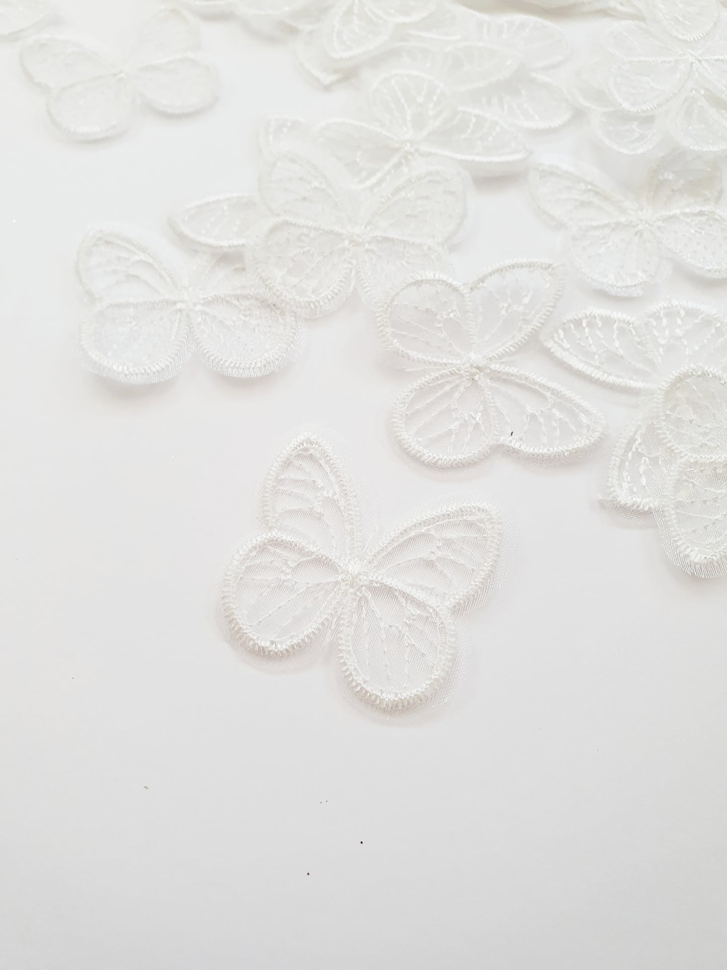White Butterfly Appliqués in Tulle and Lace