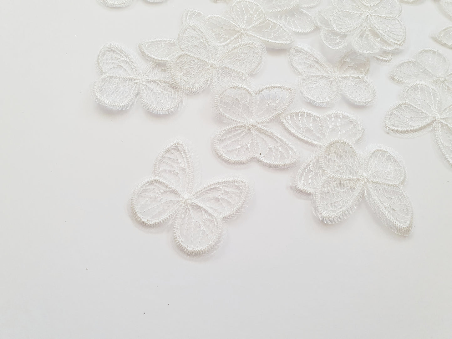 White Butterfly Appliqués in Tulle and Lace