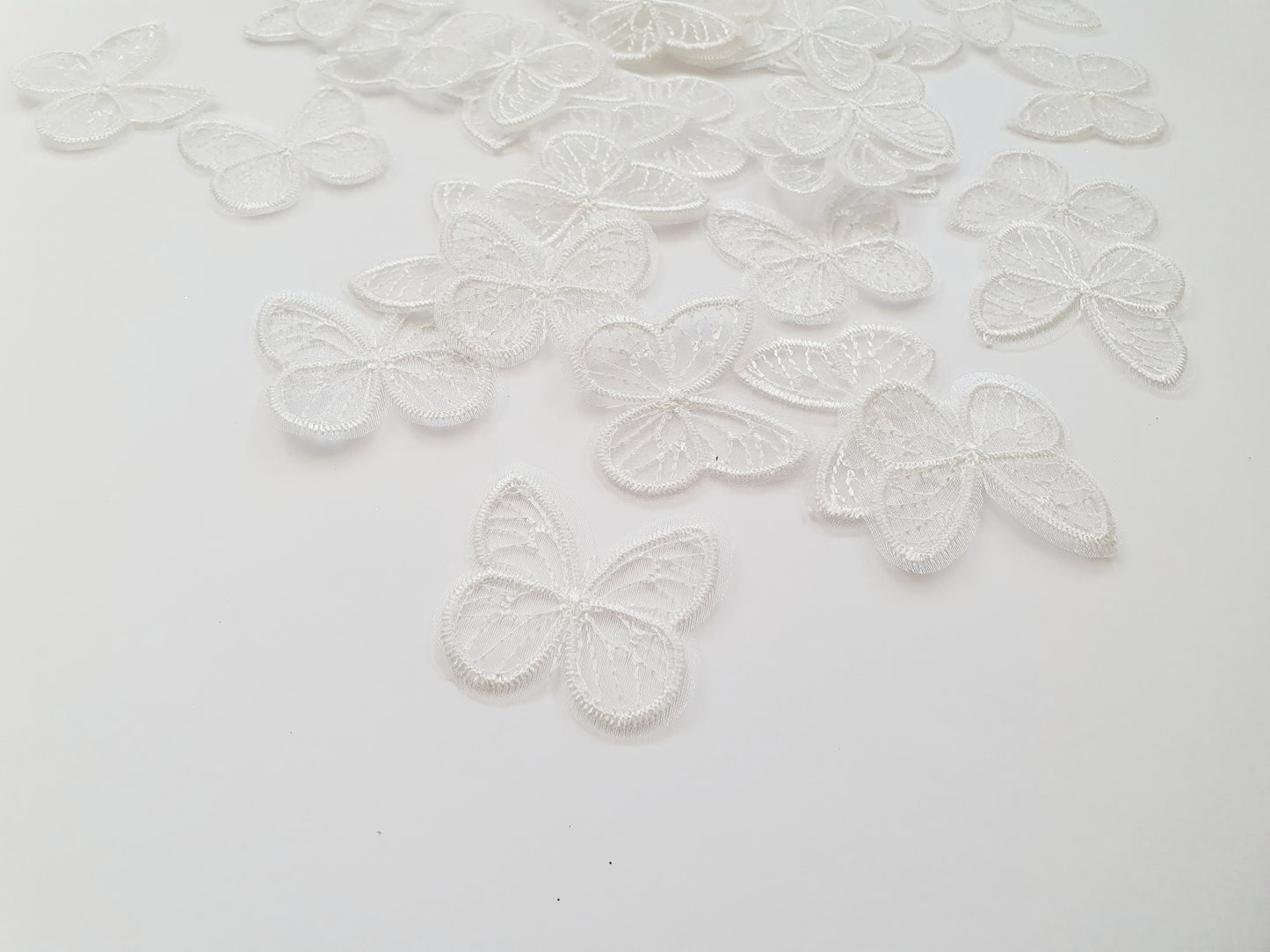 White Butterfly Appliqués in Tulle and Lace