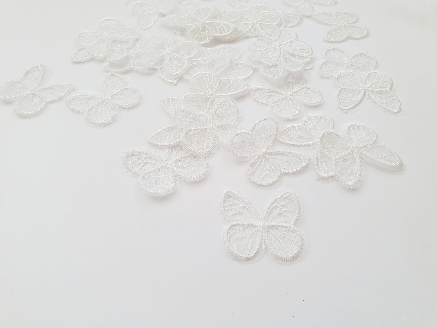 White Butterfly Appliqués in Tulle and Lace