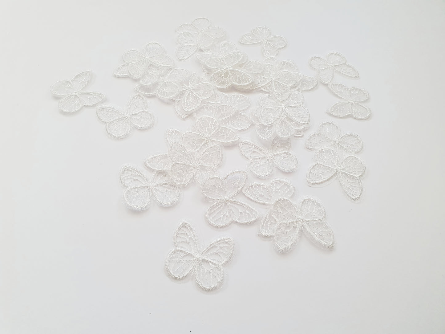 White Butterfly Appliqués in Tulle and Lace