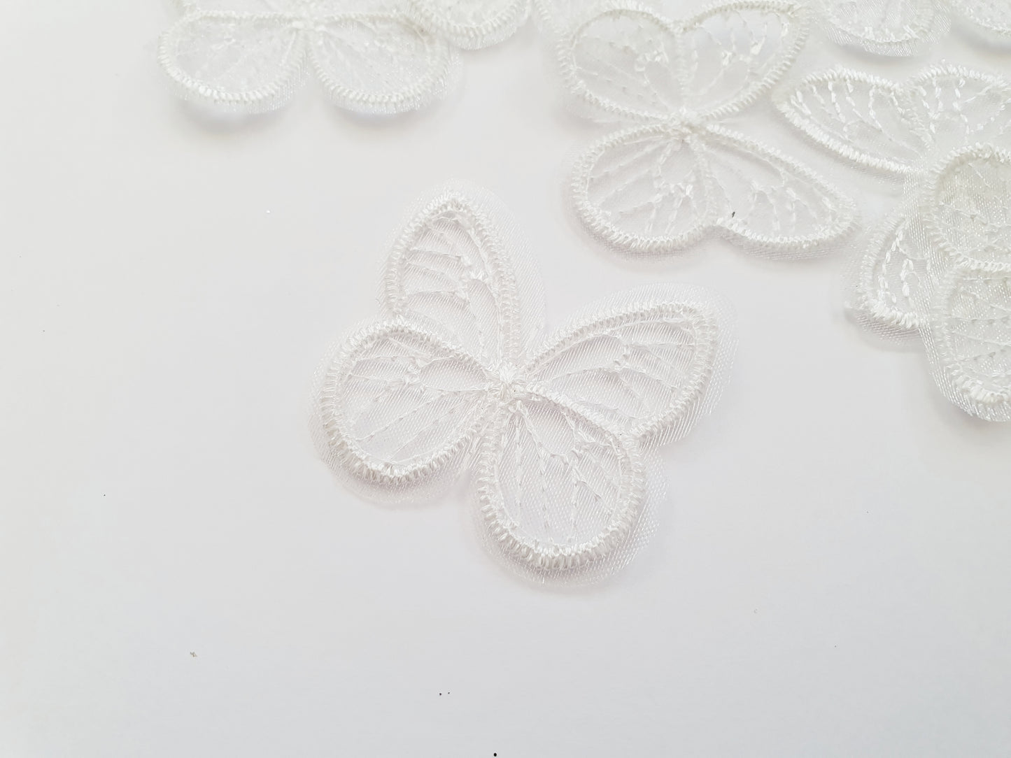 White Butterfly Appliqués in Tulle and Lace