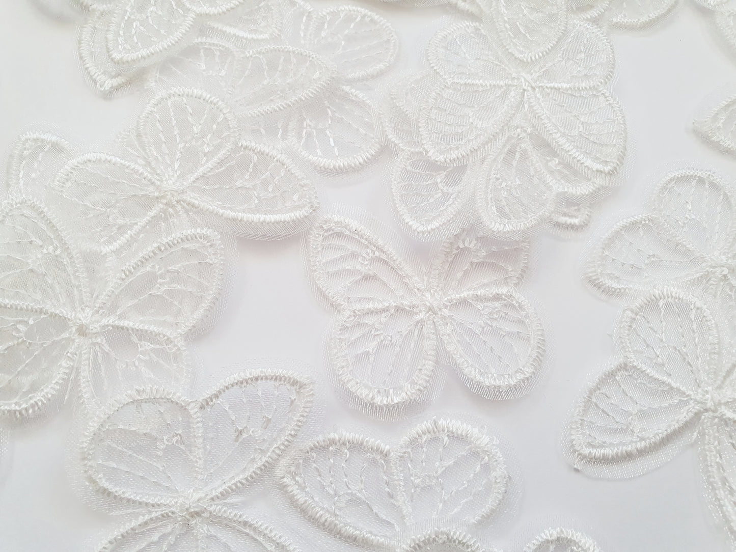 White Butterfly Appliqués in Tulle and Lace