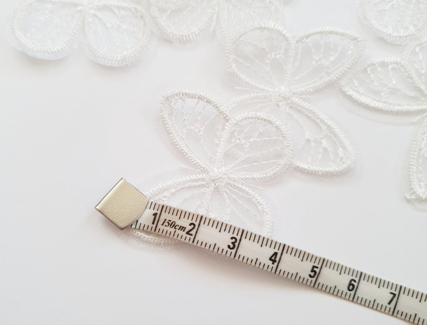 White Butterfly Appliqués in Tulle and Lace
