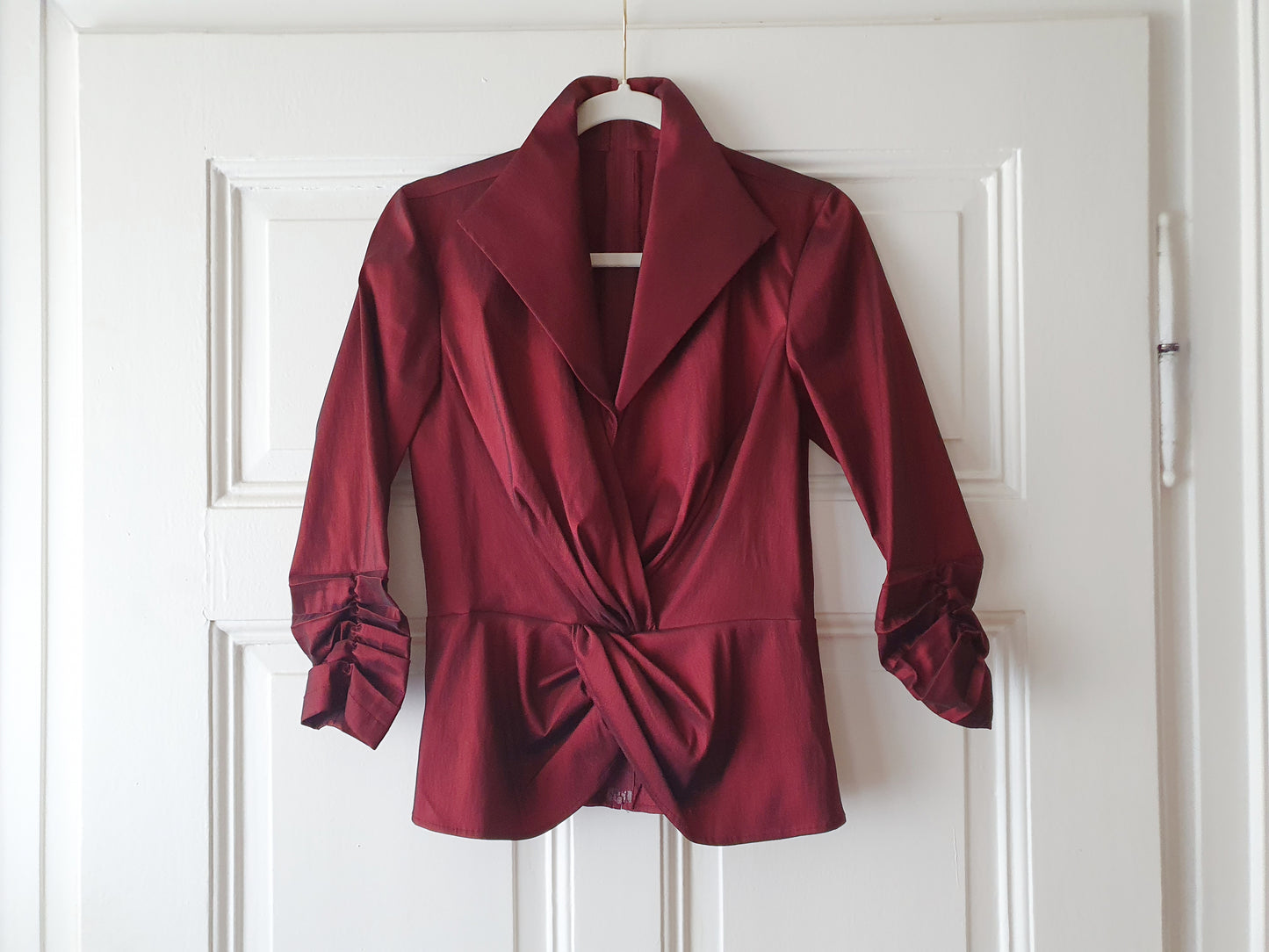 Authentic Vintage Tadashi Shoji Blouse In Burgundy Red in Size S