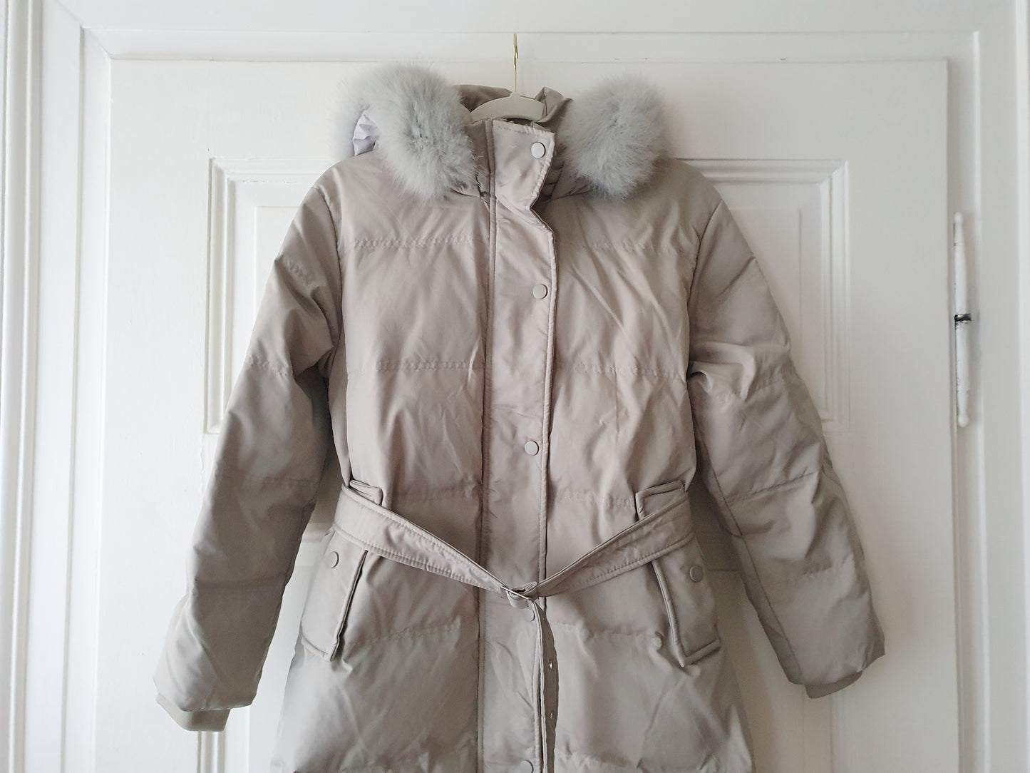 The Elegant Grey Midi Down Coat - Size S