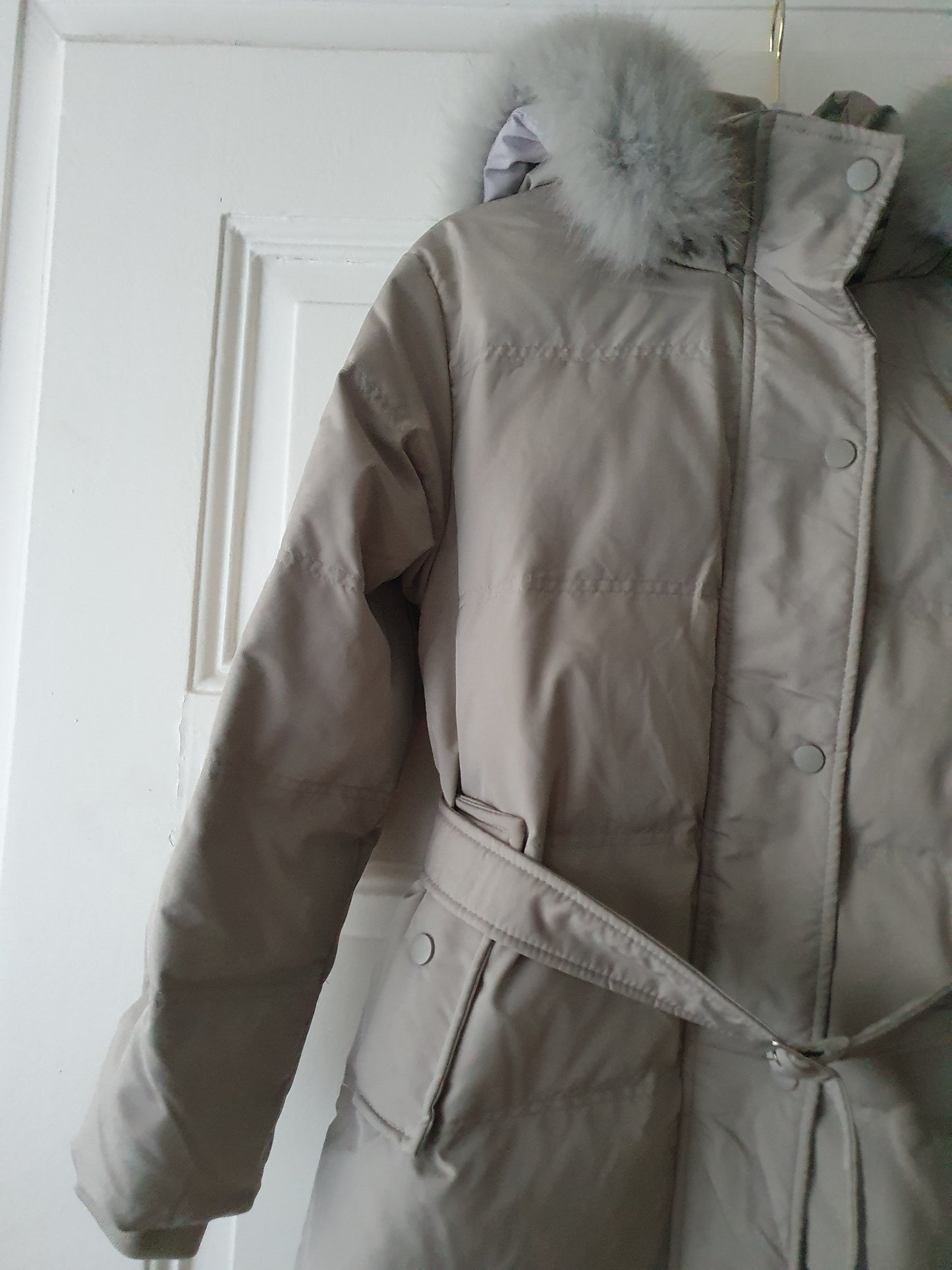 The Elegant Grey Midi Down Coat - Size S
