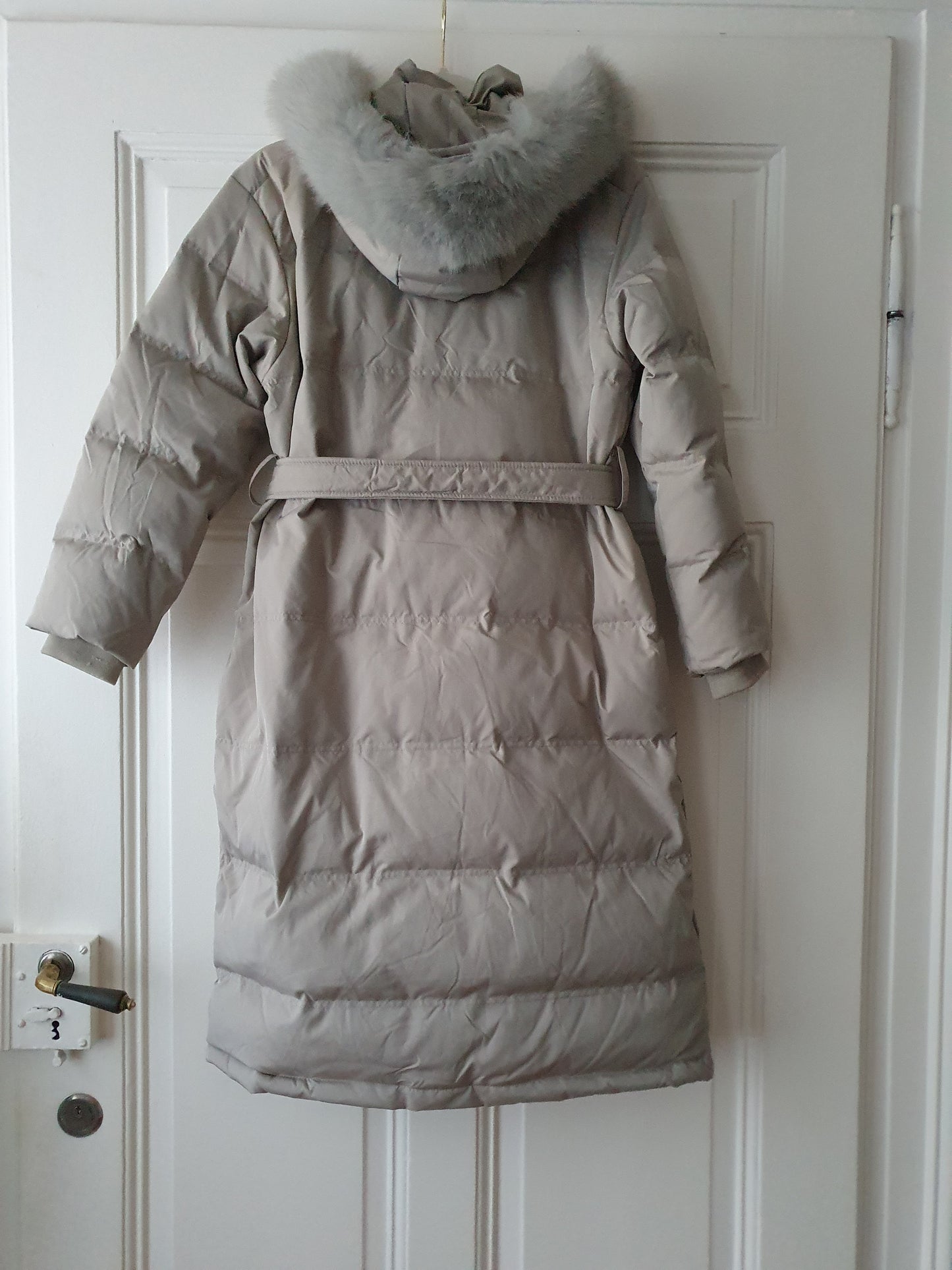 The Elegant Grey Midi Down Coat - Size S