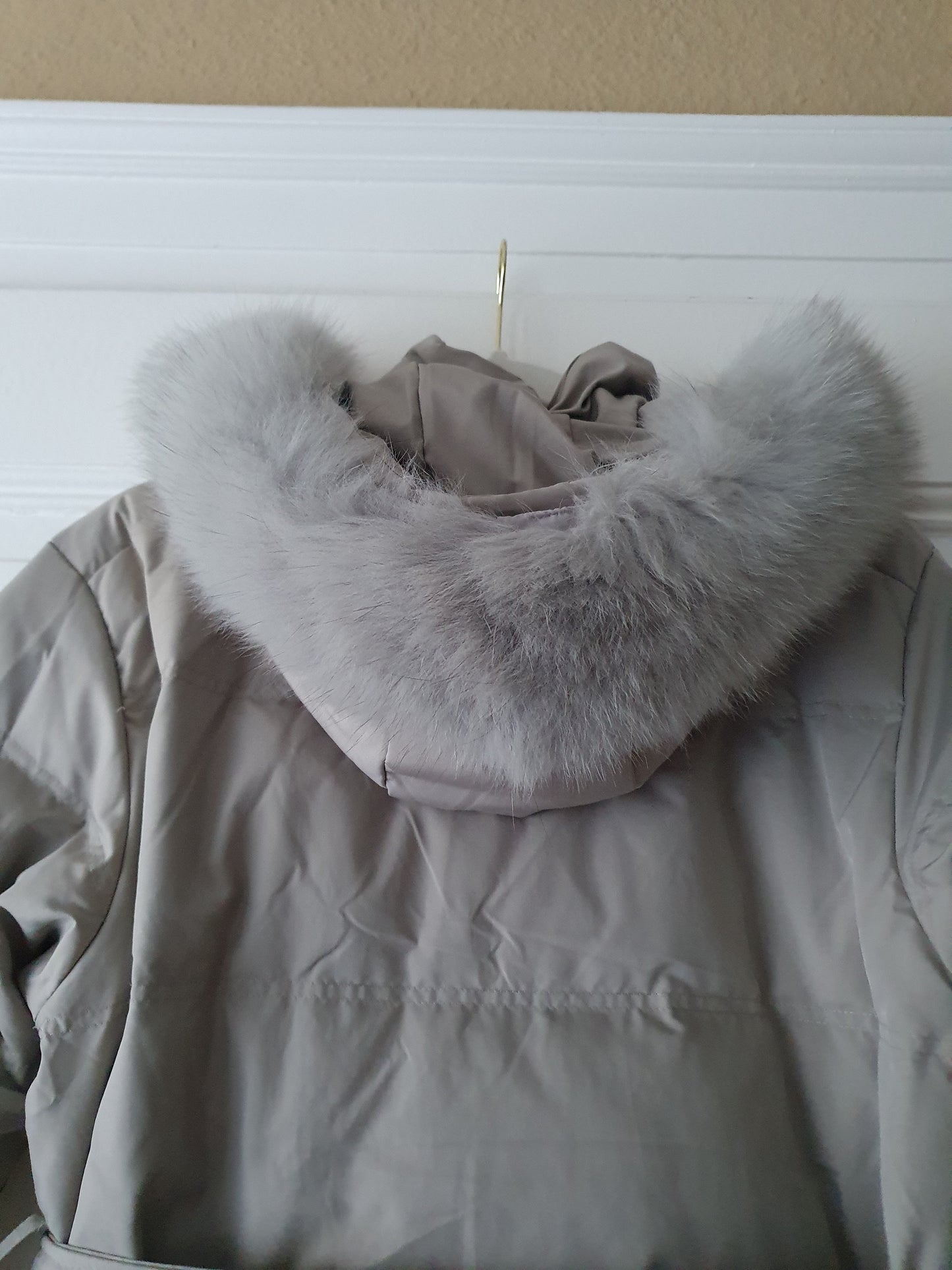 The Elegant Grey Midi Down Coat - Size S