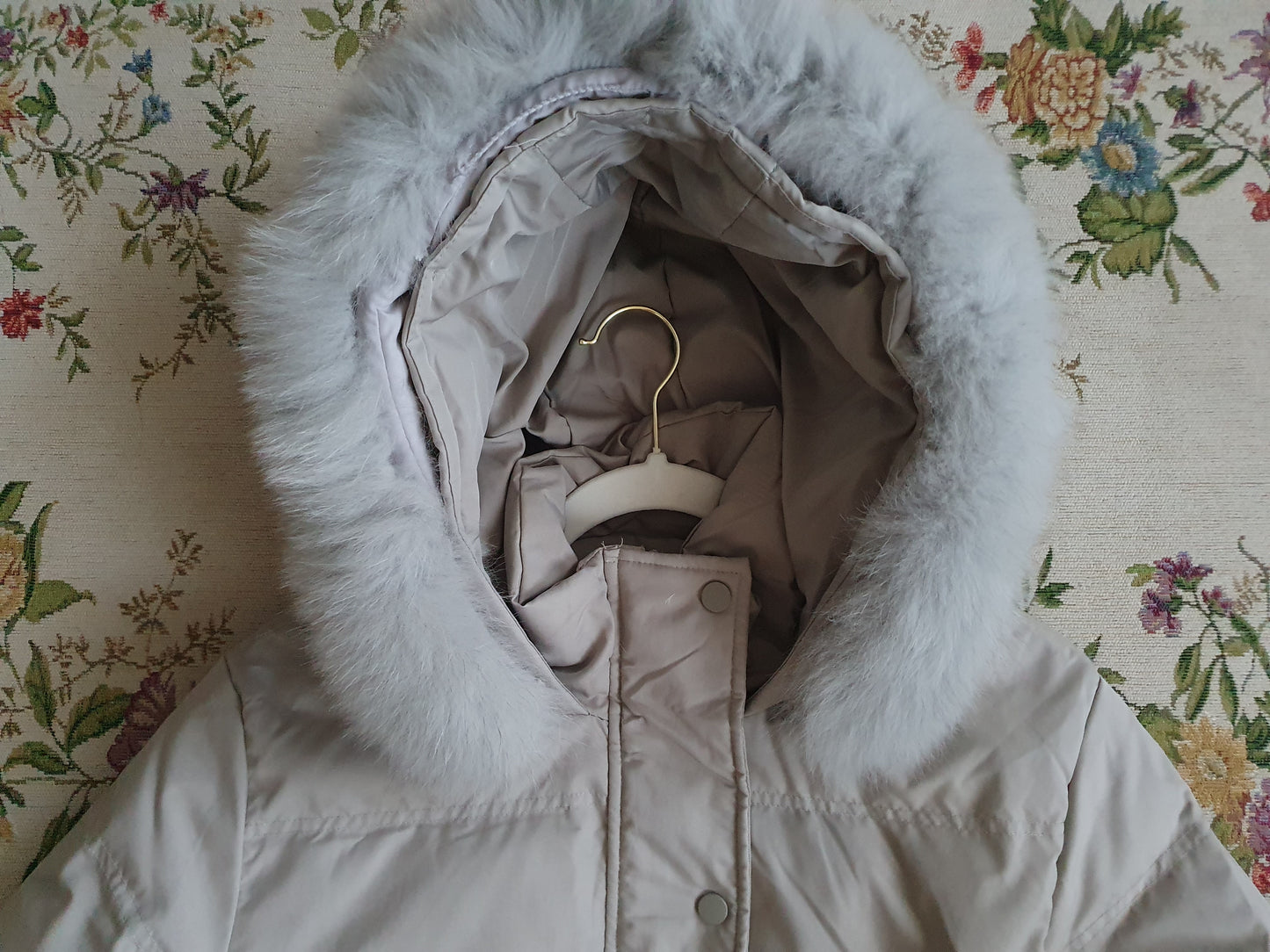 The Elegant Grey Midi Down Coat - Size S