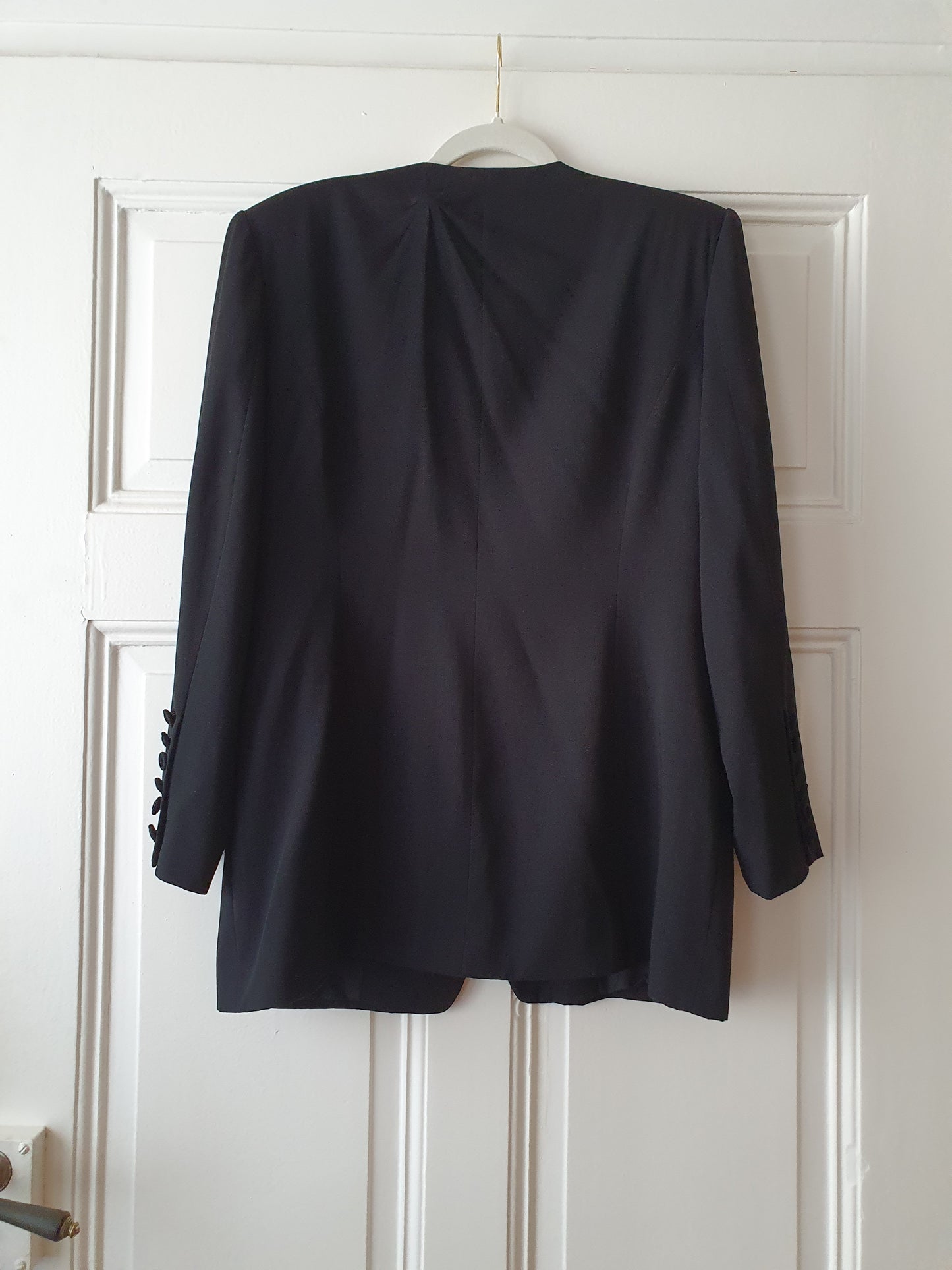Authentic Vintage Black Cartoon Blazer With Velvet Flowers In Size XL