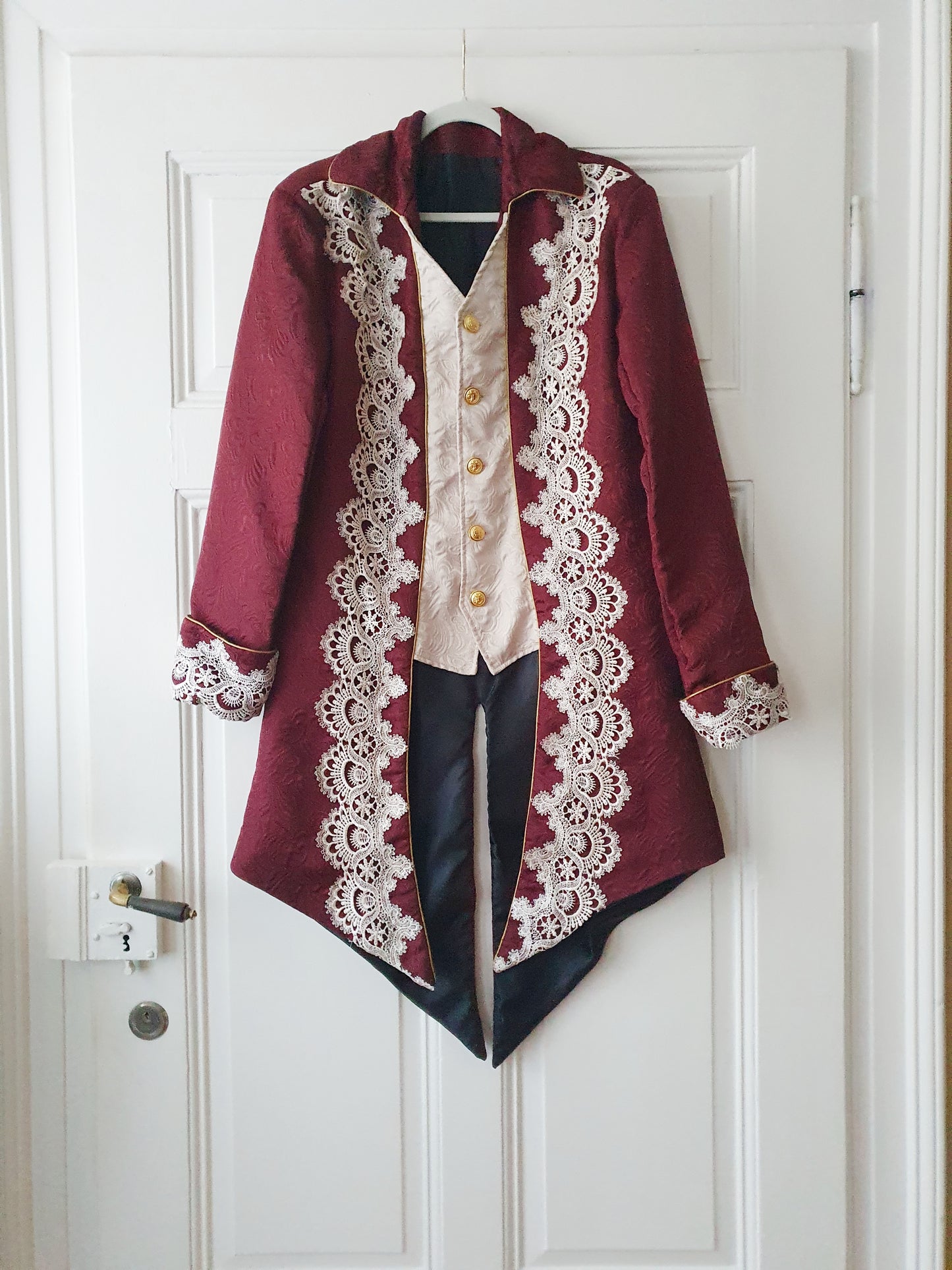 The Regal Burgundy Lace-Trimmed Jacket - Size S/M