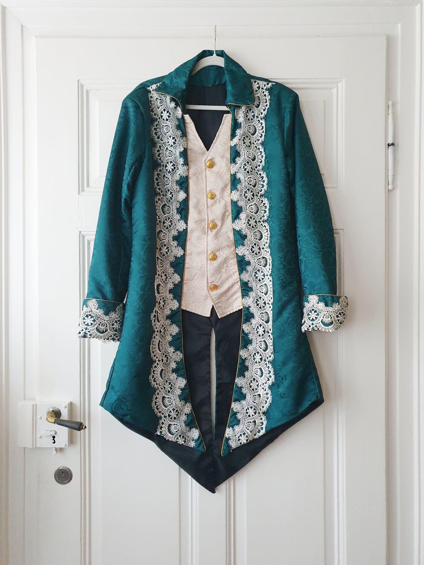 The Regal Emerald Lace-Trimmed Jacket