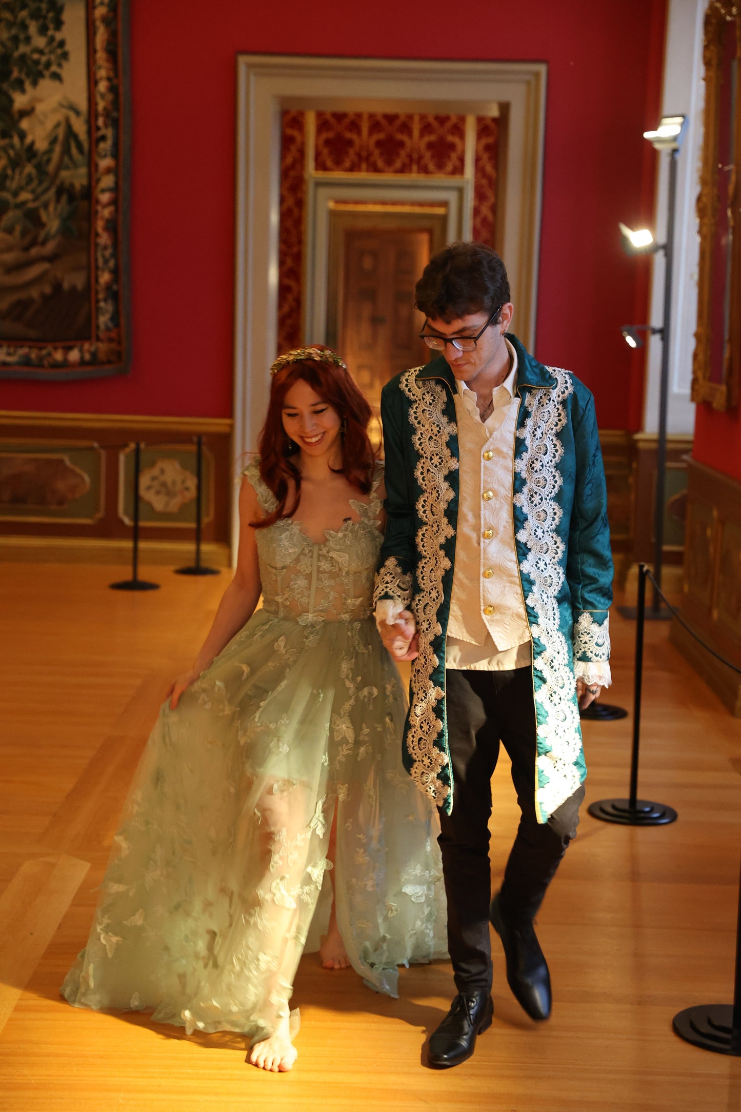 The Regal Emerald Lace-Trimmed Jacket