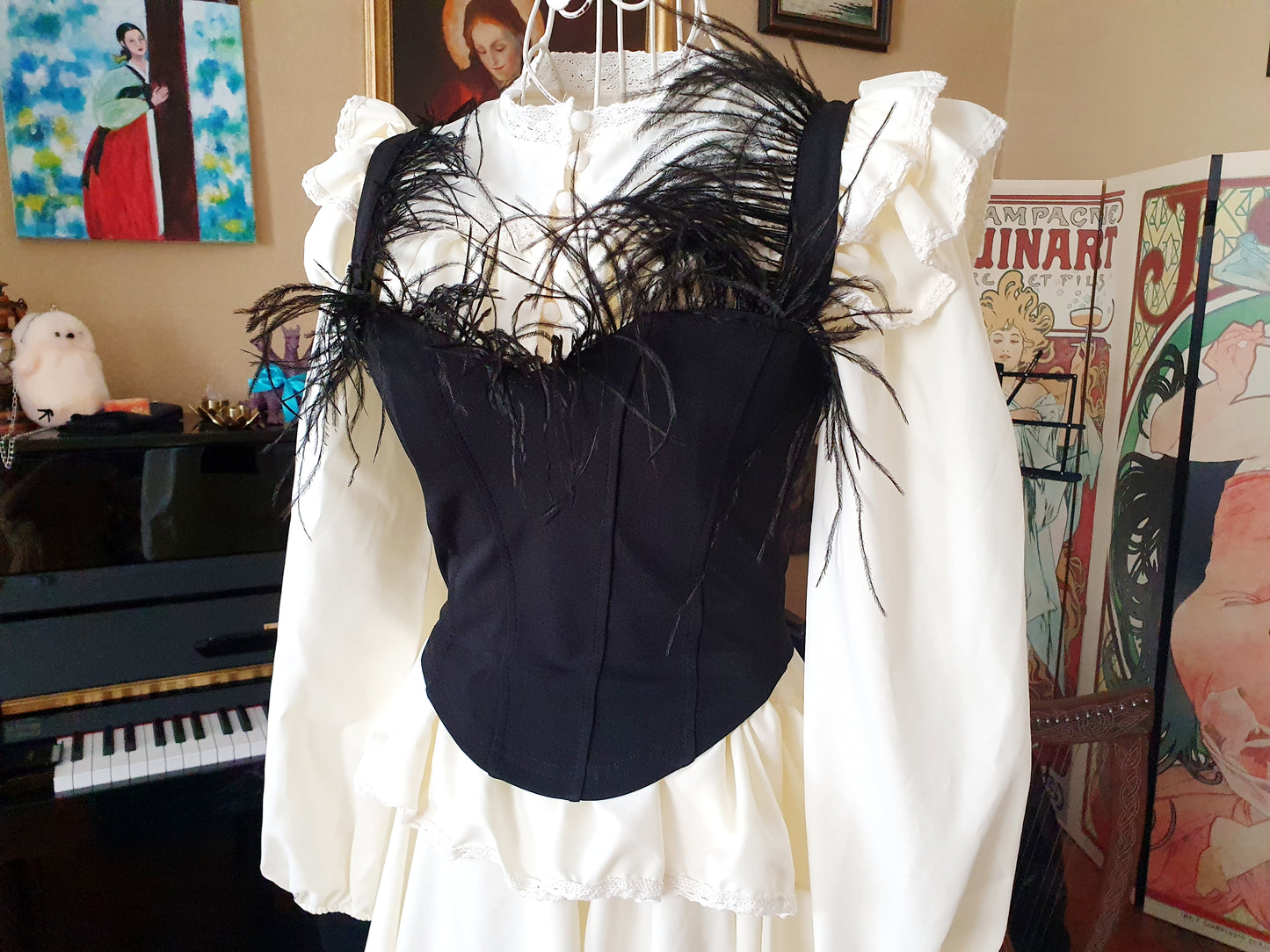 The Velvet Raven Feather Corset Top - Size XS