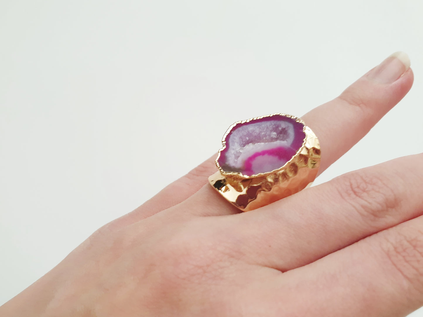 The Luxurious Pink Geode Ring