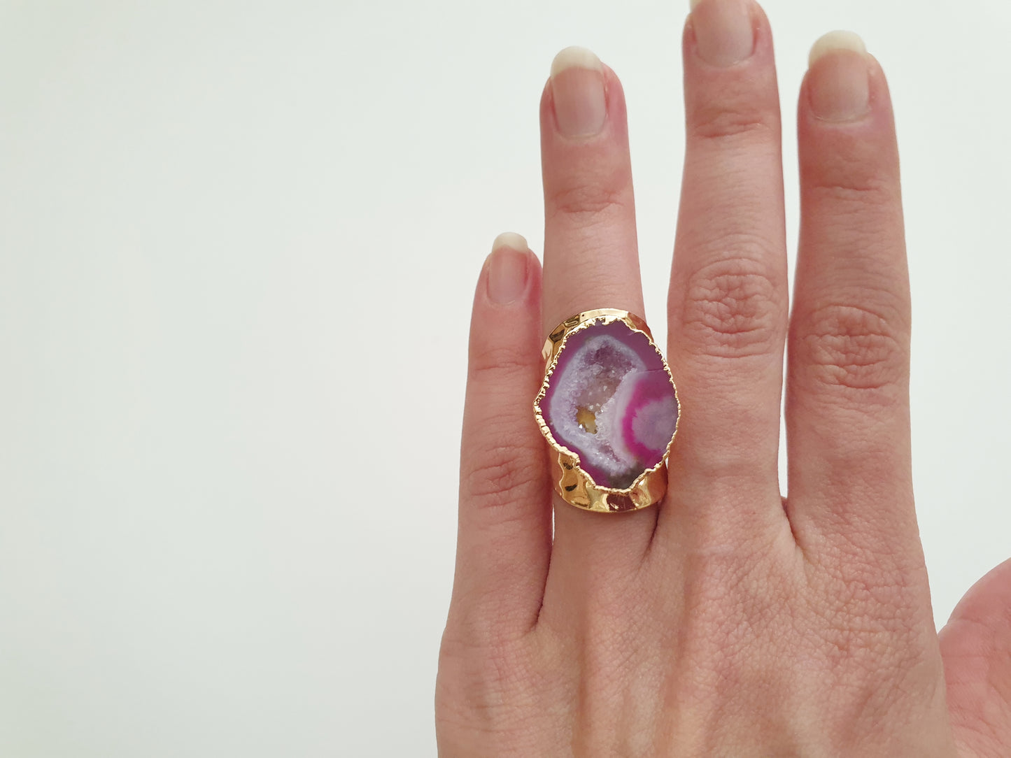The Luxurious Pink Geode Ring