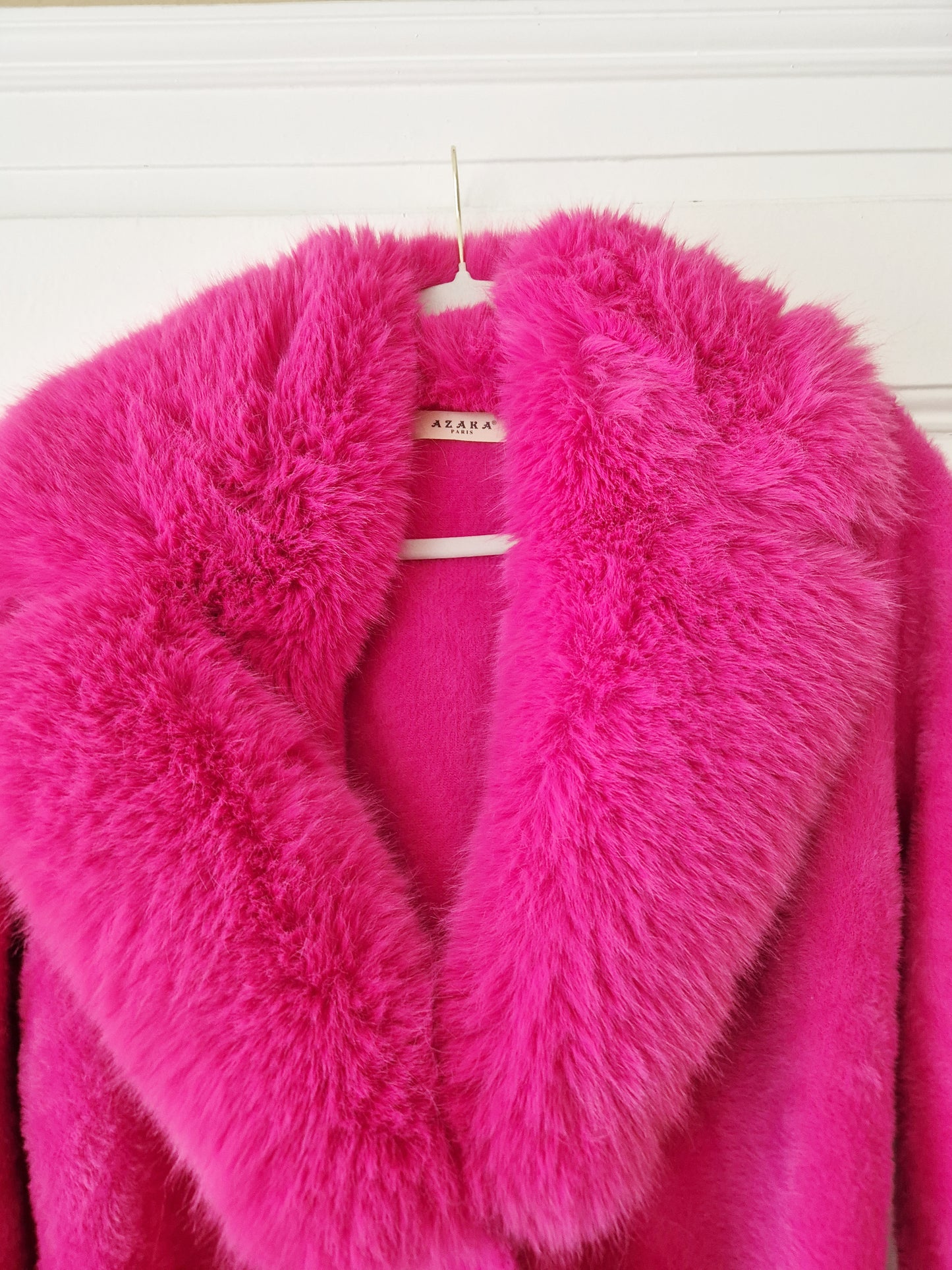 Authentic Vintage Pink Wool Coat with Fur Collar In Size S/M
