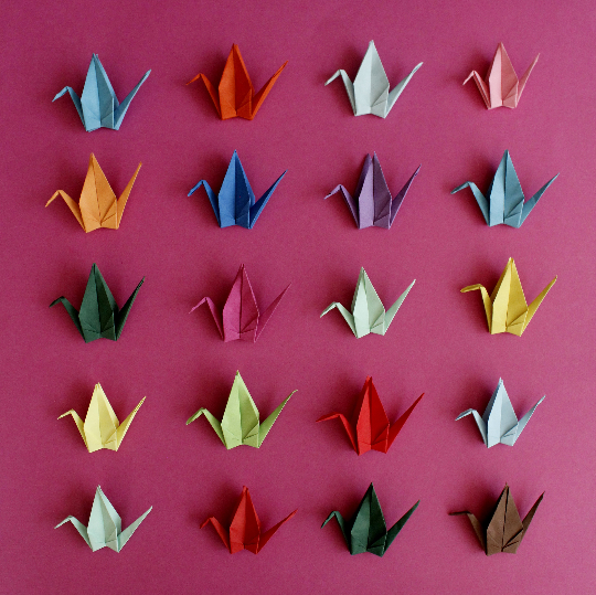 The Origami Cranes in Mixed Colors