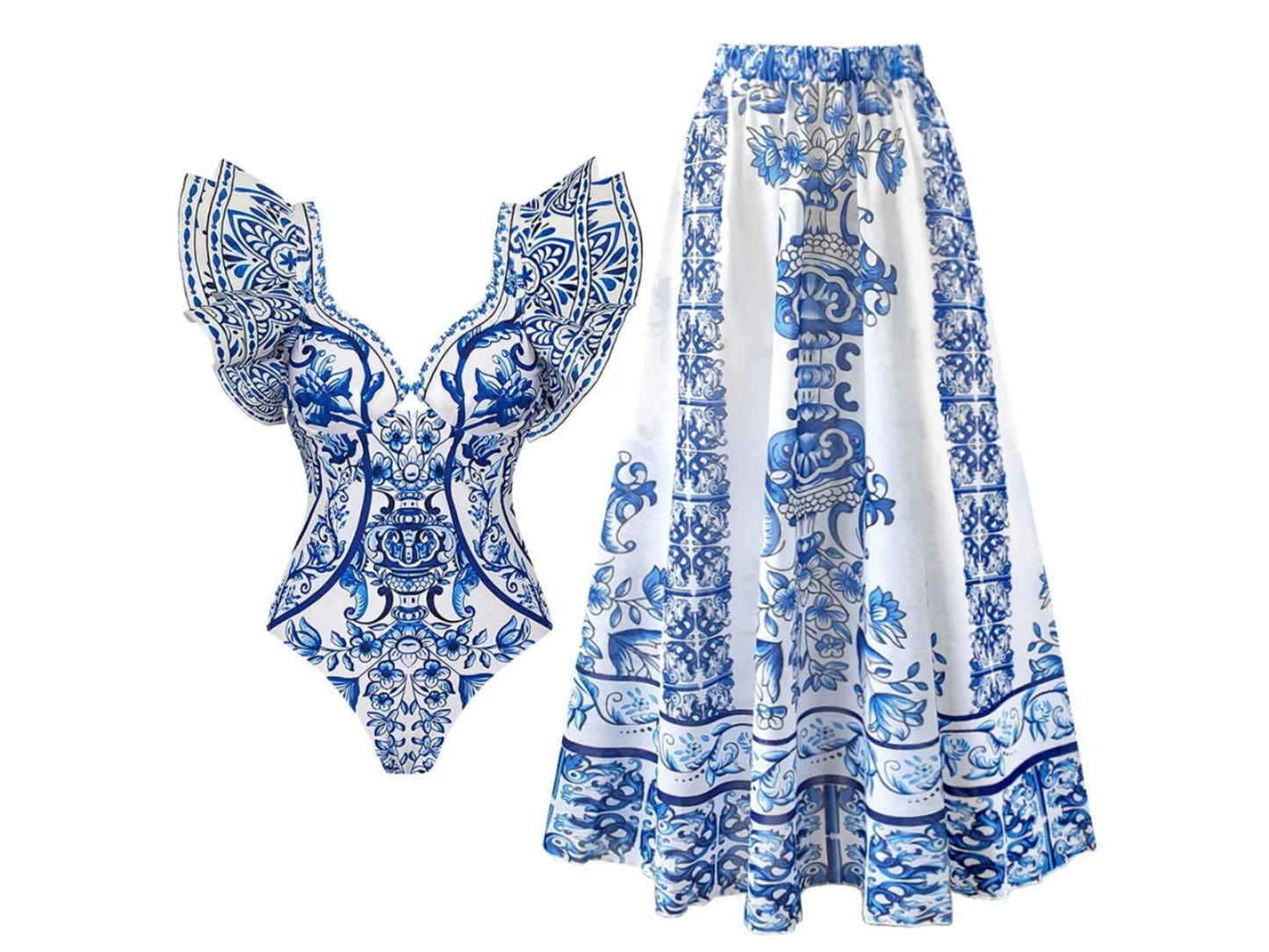 The Delft Blue Swimsuit Set