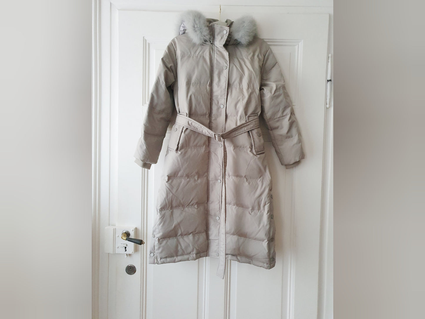 The Elegant Grey Midi Down Coat - Size S