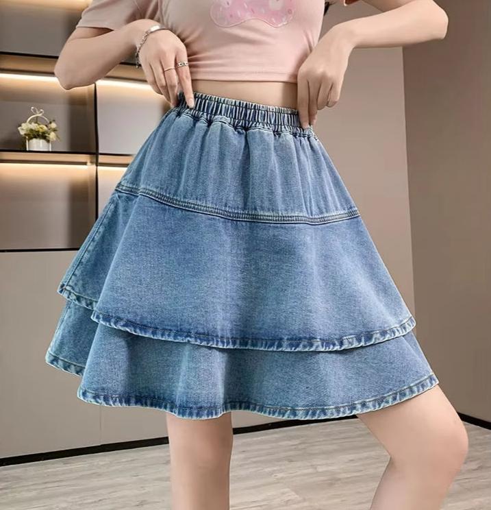The Denim Skater Chic High-waist Skirt - Size XS