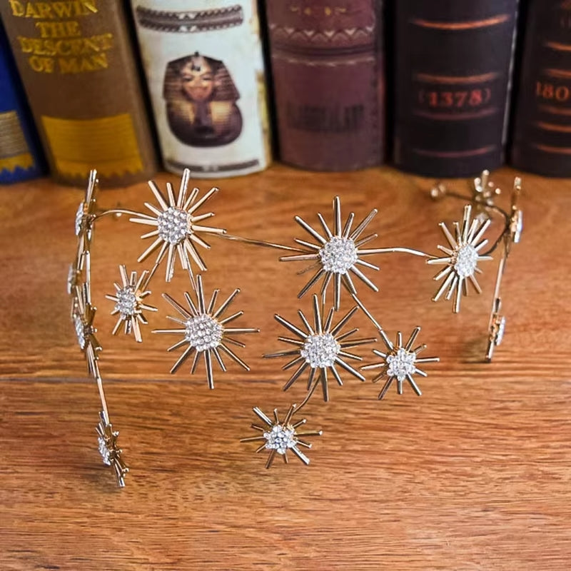 The Radiant Celestial Set - 3-Piece Jewelry Set (Earrings, Crown, and Choker)