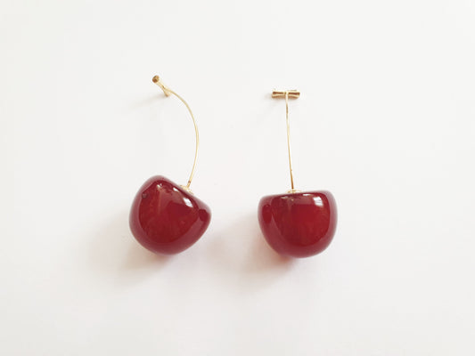 The Cherry Harvest Earrings - Burgundy Red