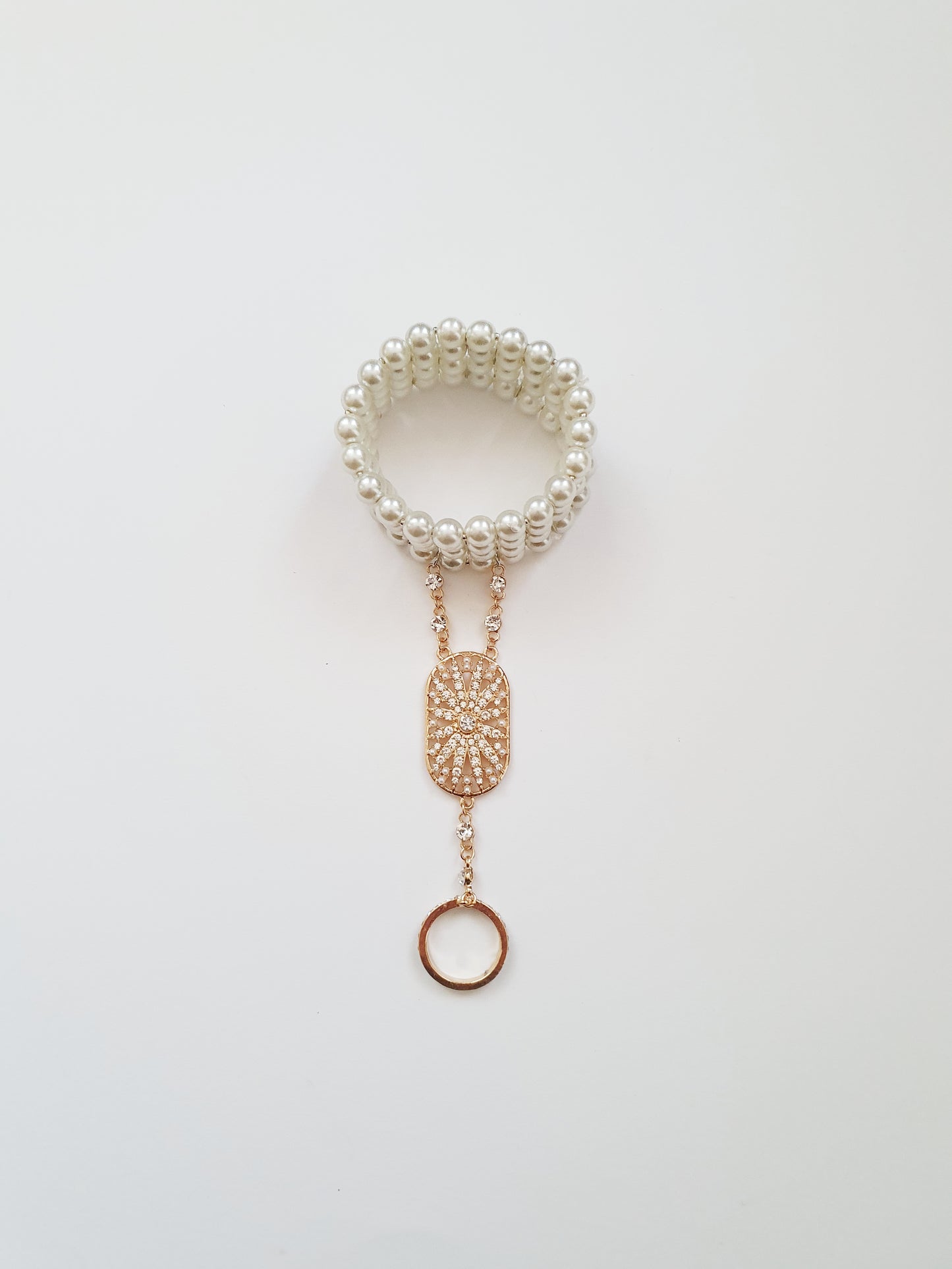 The Flapper Girl Pearl and Crystal Hand Chain