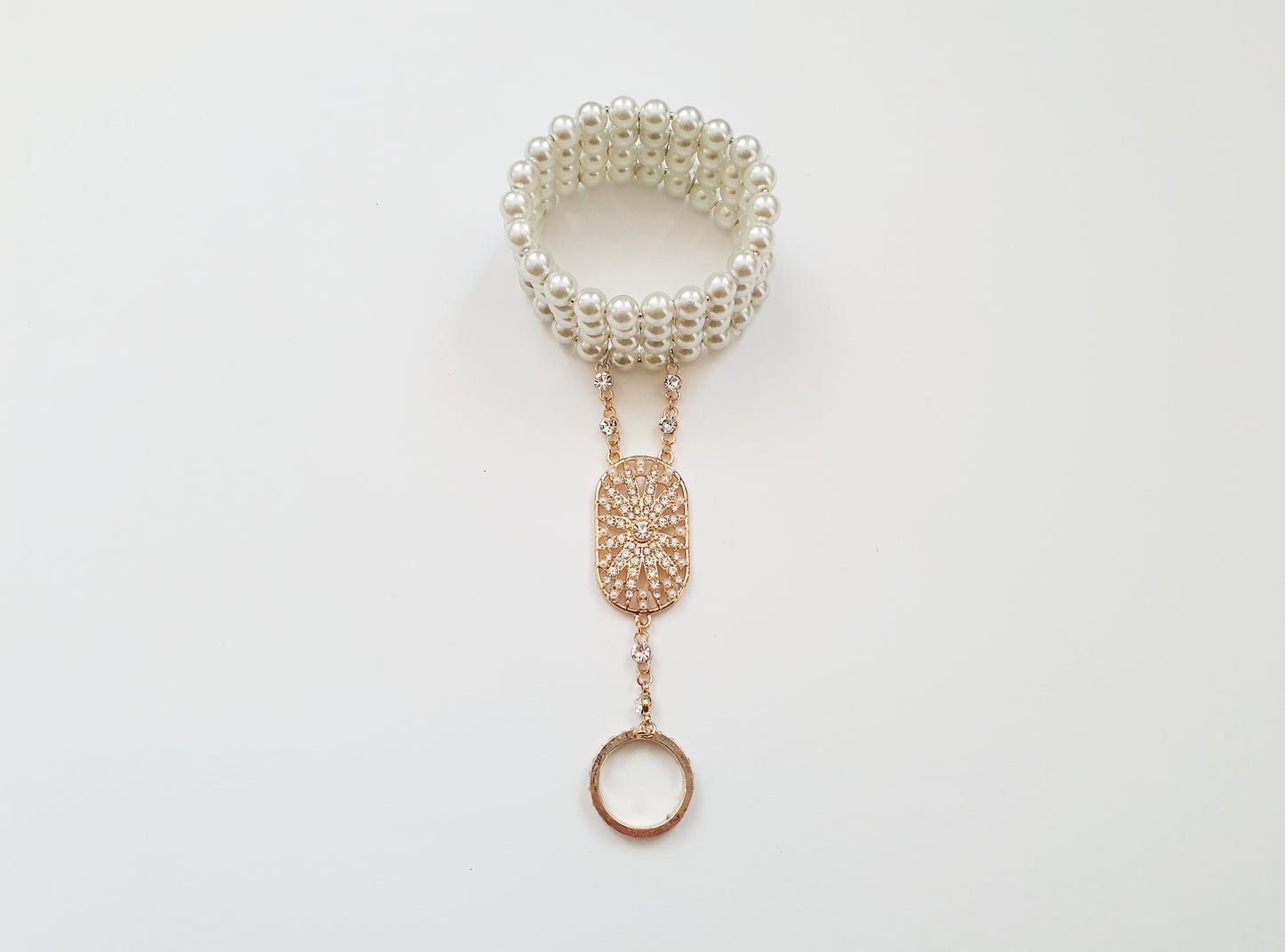 The Flapper Girl Pearl and Crystal Hand Chain