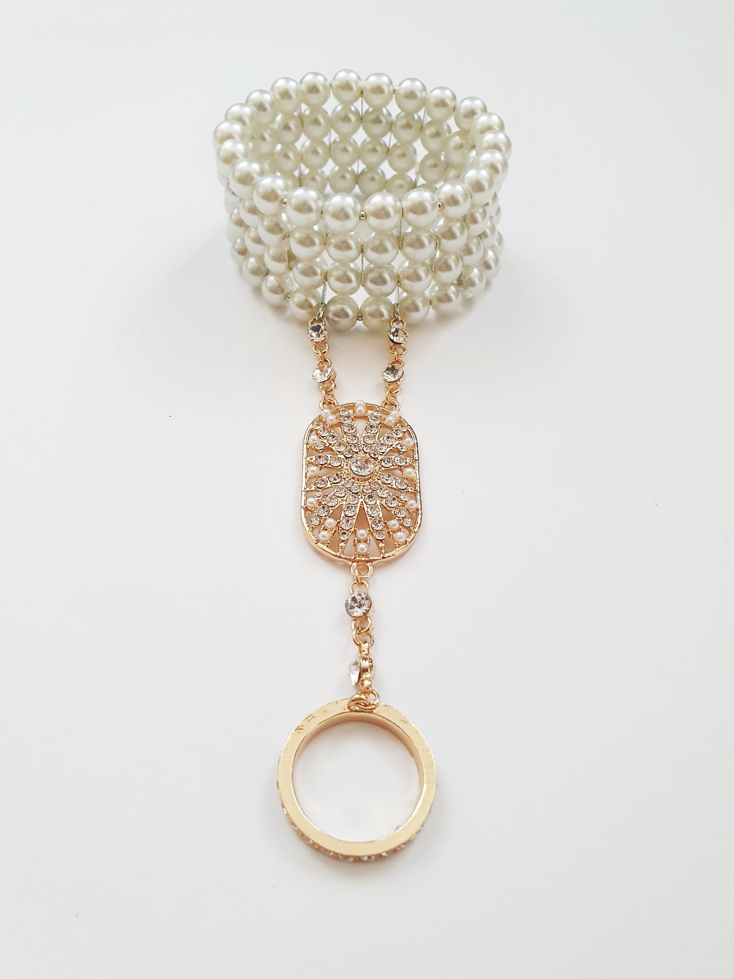 The Flapper Girl Pearl and Crystal Hand Chain