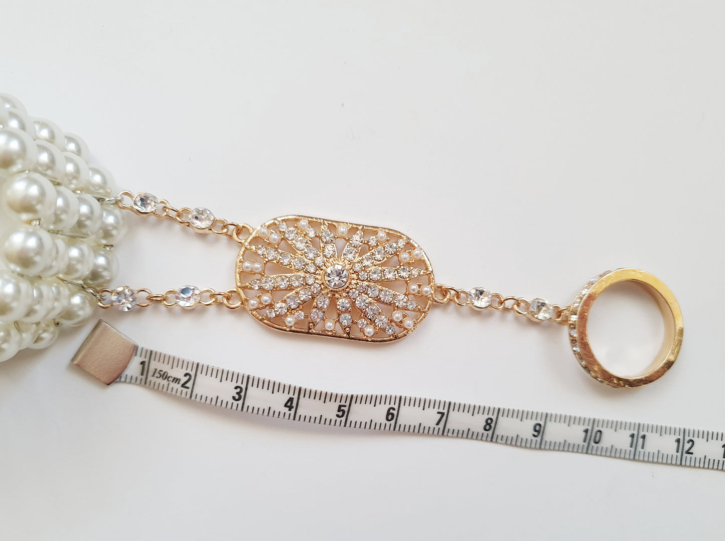 The Flapper Girl Pearl and Crystal Hand Chain