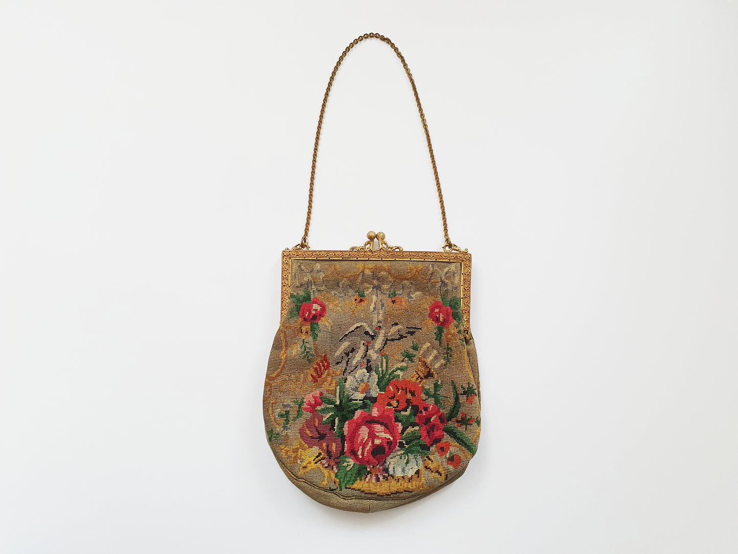 Antique 1920s Needlepoint Handbag