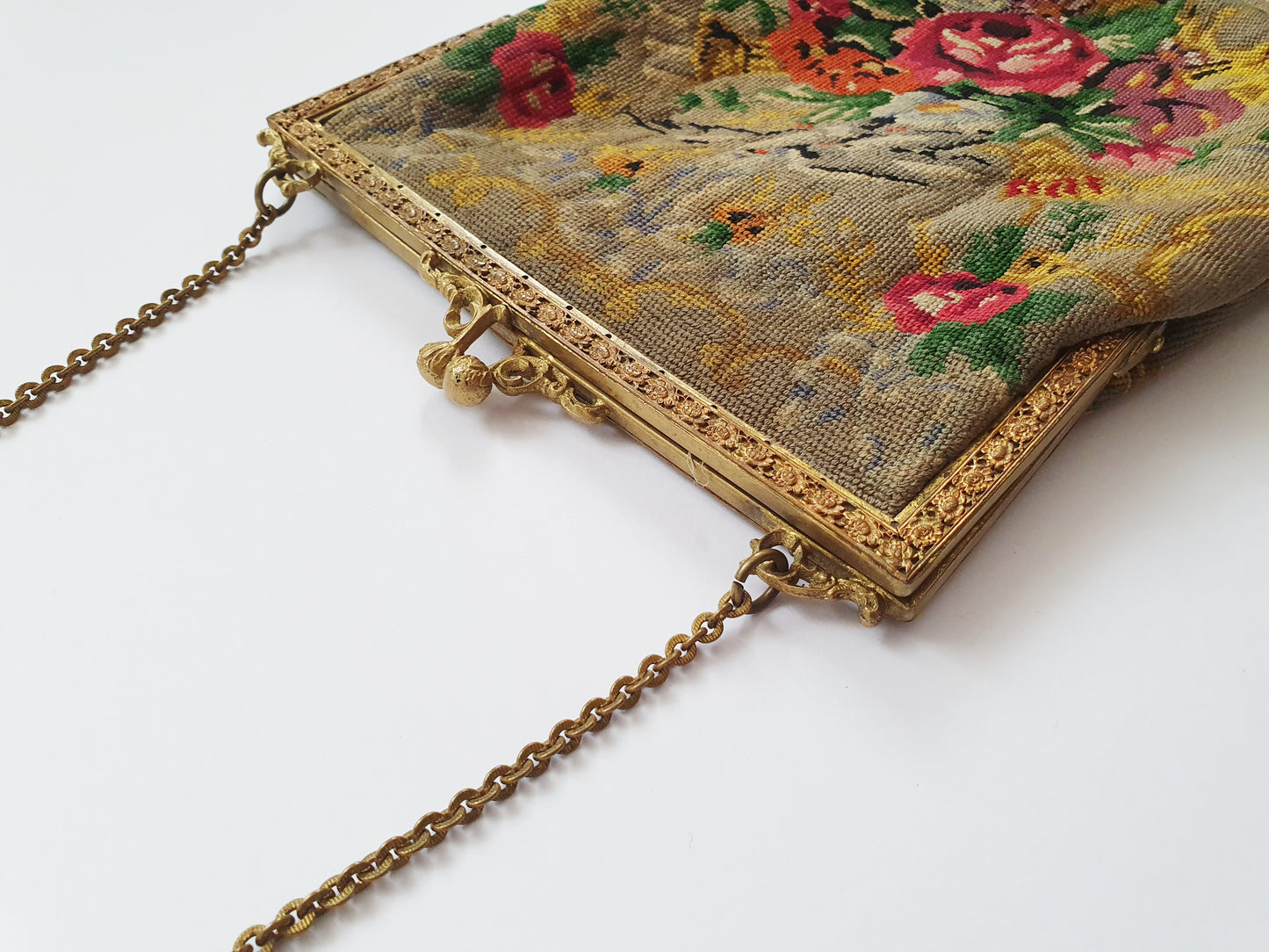 Antique 1920s Needlepoint Handbag