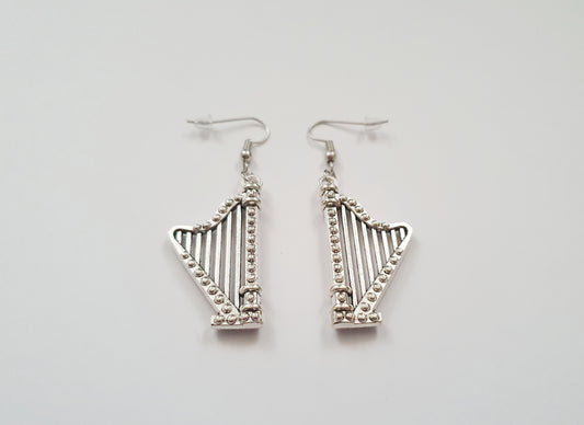 The Silver Angelic Harp Earrings