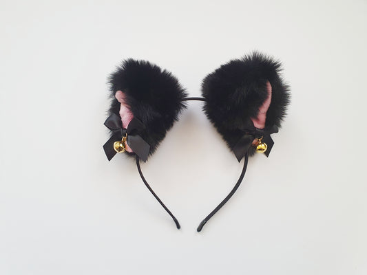 The Black Furry Cat Ear Headband