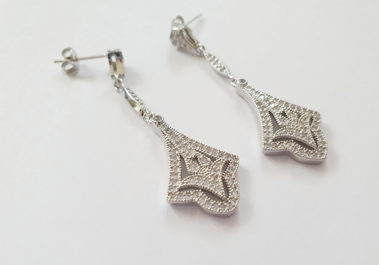 The Gatsby Glamour Art Deco Earrings In Silver