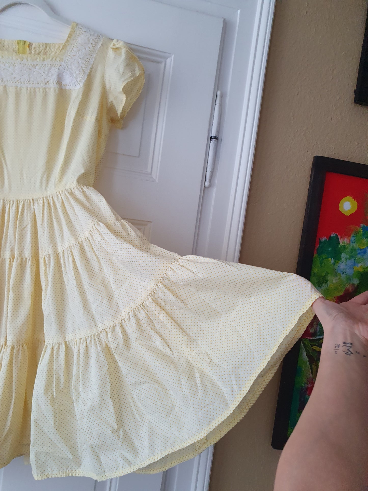 Authentic Vintage 1950s Cocktail Dress in Yellow in Size S/M