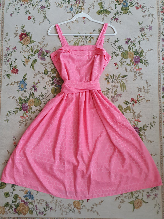 Authentic 1950s Vintage Dress In Pink - Size S/M