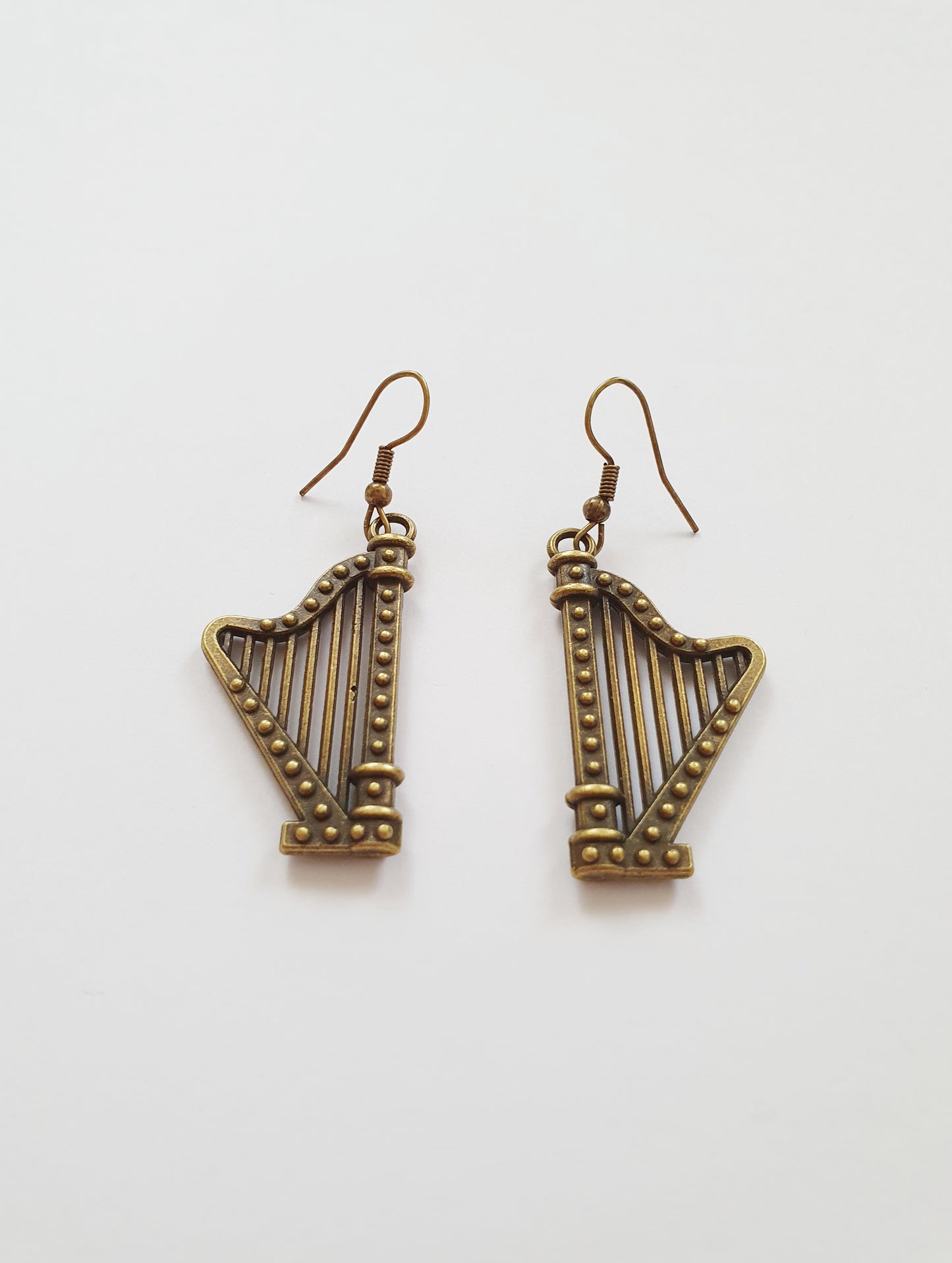 The Brass Angelic Harp Earrings