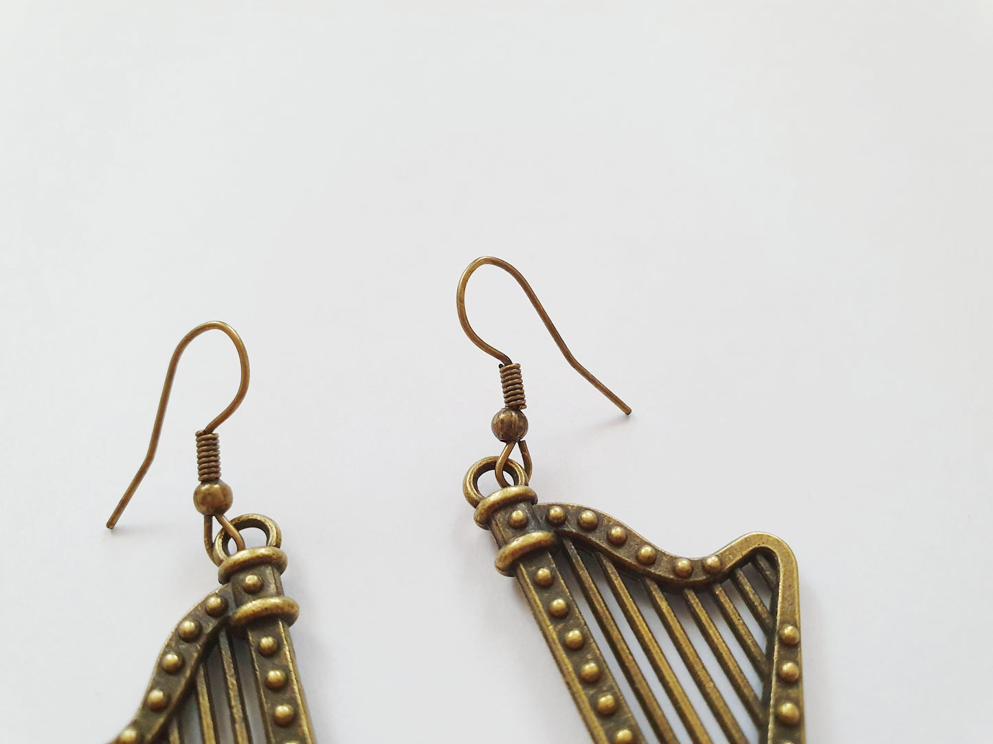 The Brass Angelic Harp Earrings