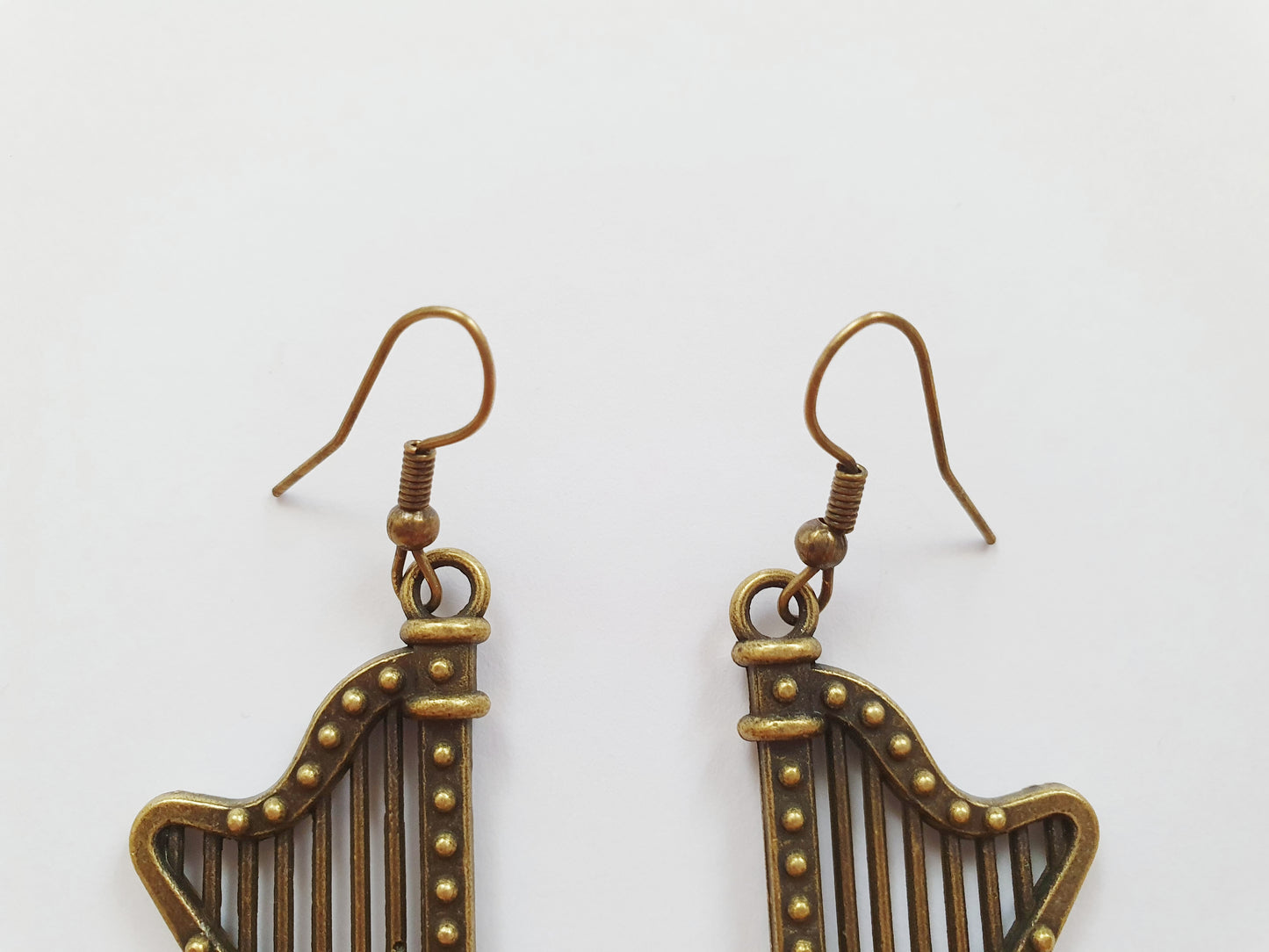 The Brass Angelic Harp Earrings